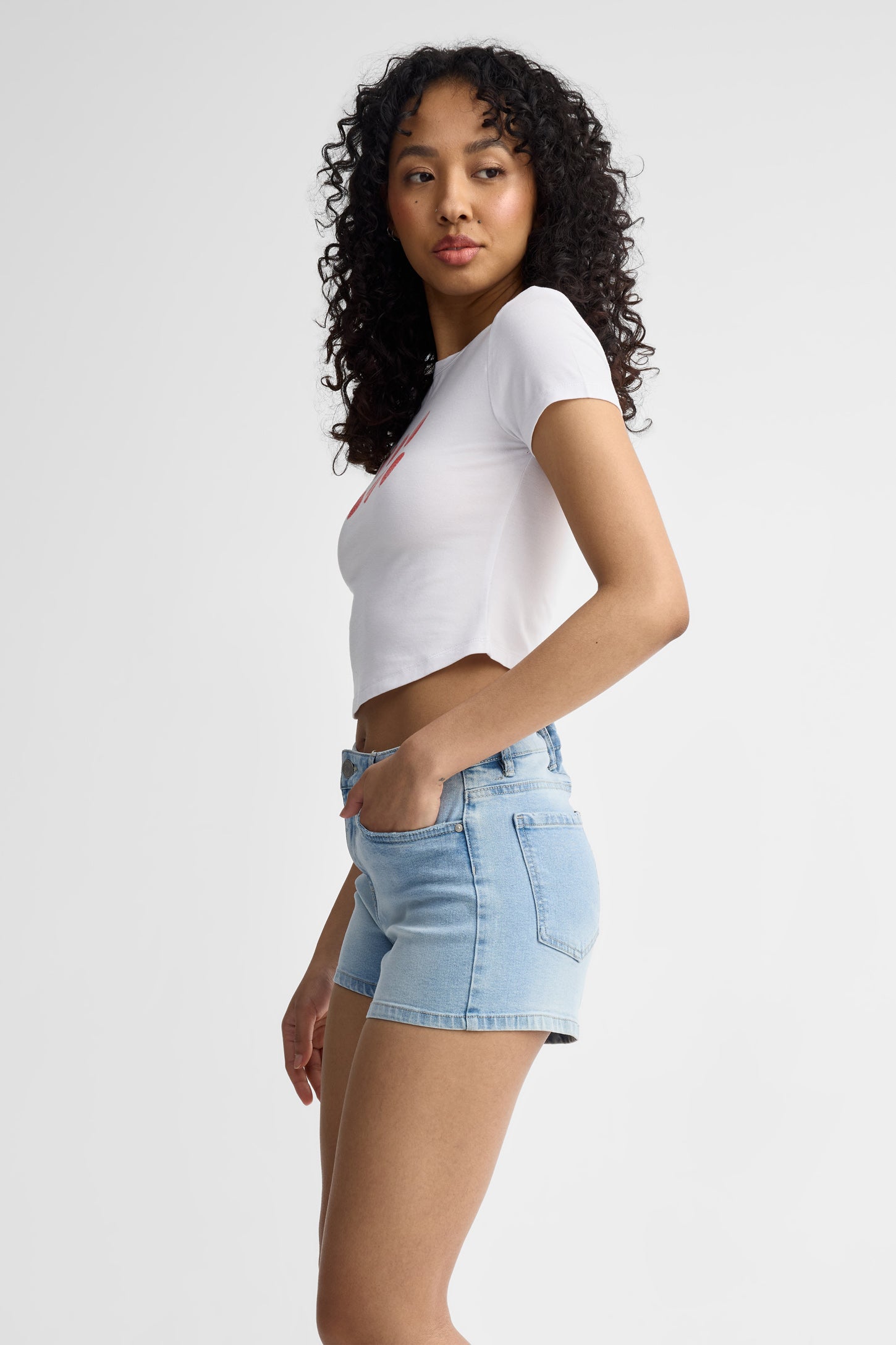 Short ''mom'' taille haute en jeans - Femme && PEROXYDE