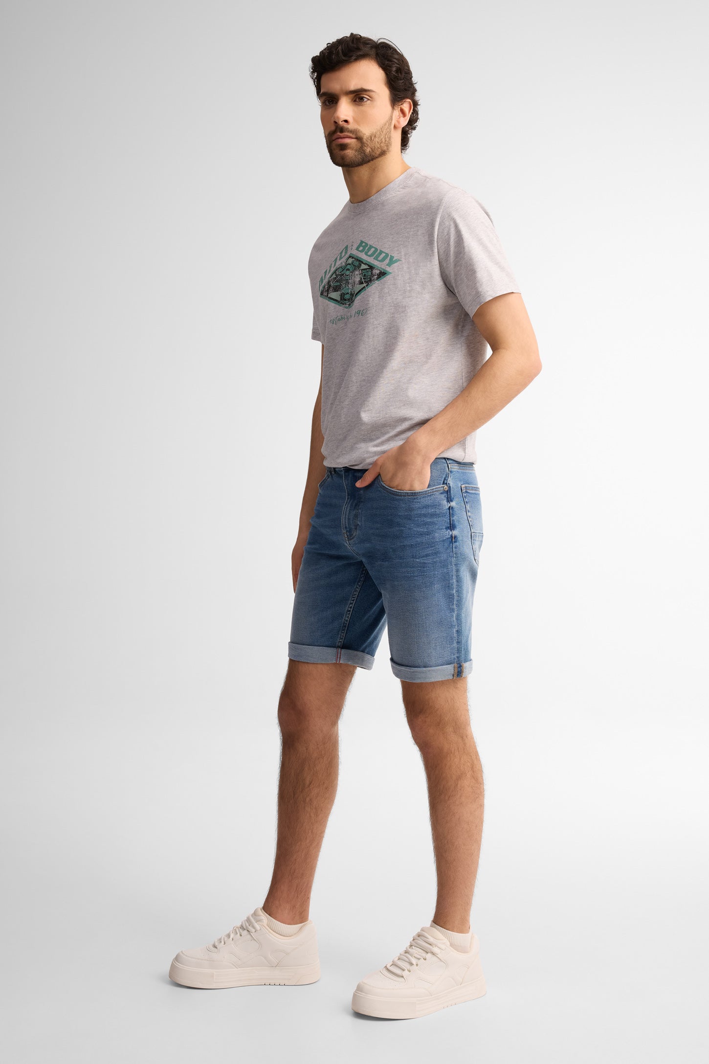 Short en jeans - Homme && BLEU MOYEN