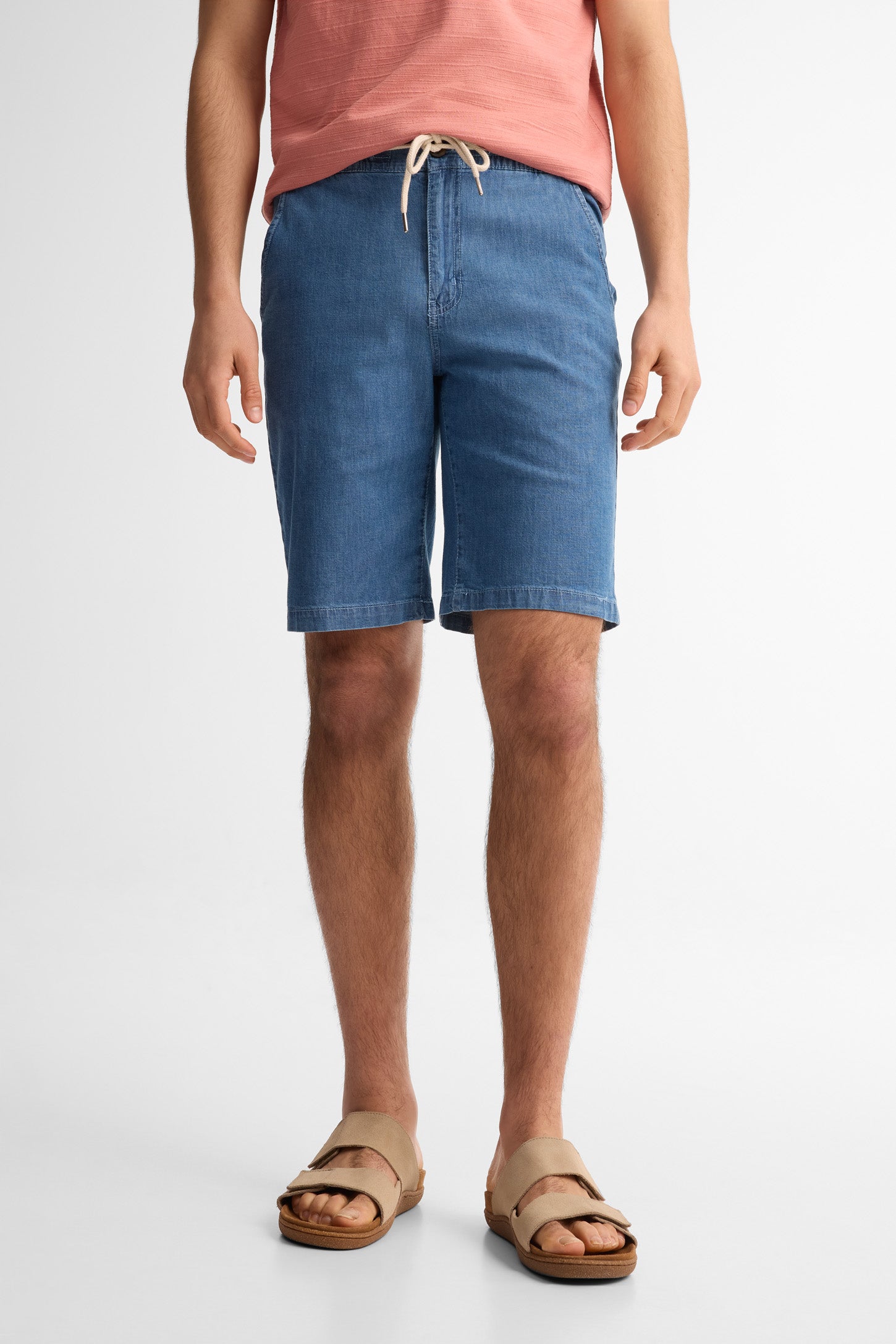 Short taille élastique en jeans - Homme && DENIM PALE