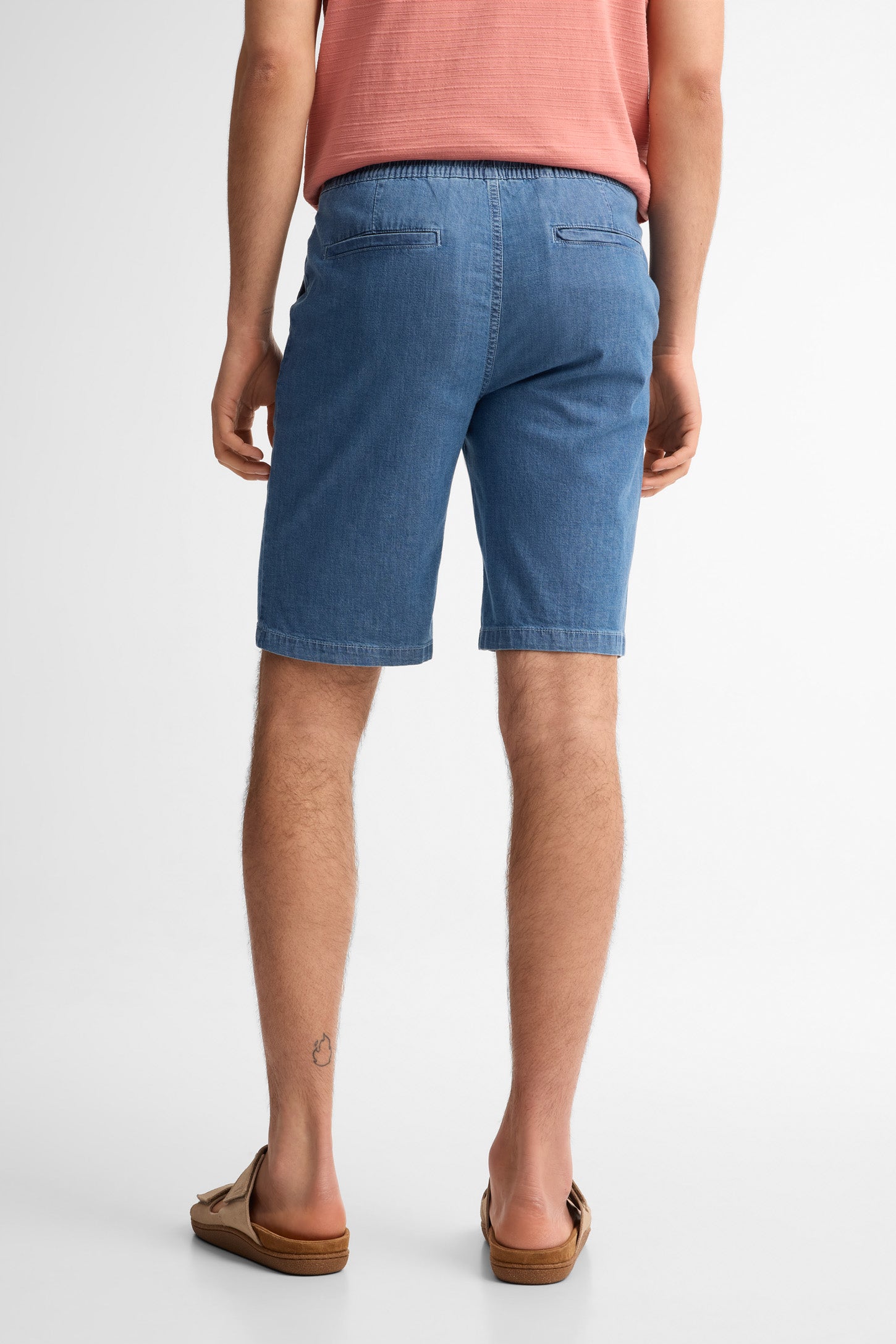 Short taille élastique en jeans - Homme && DENIM PALE