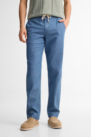 Jeans taille élastique coupe régulière - Homme && BLEU PALE