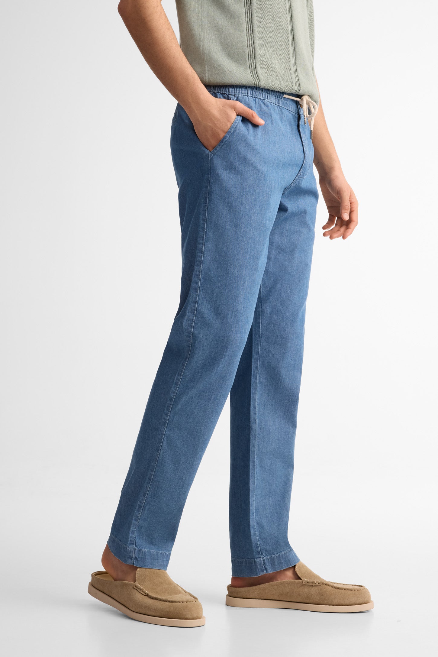 Jeans taille élastique coupe régulière - Homme && BLEU PALE