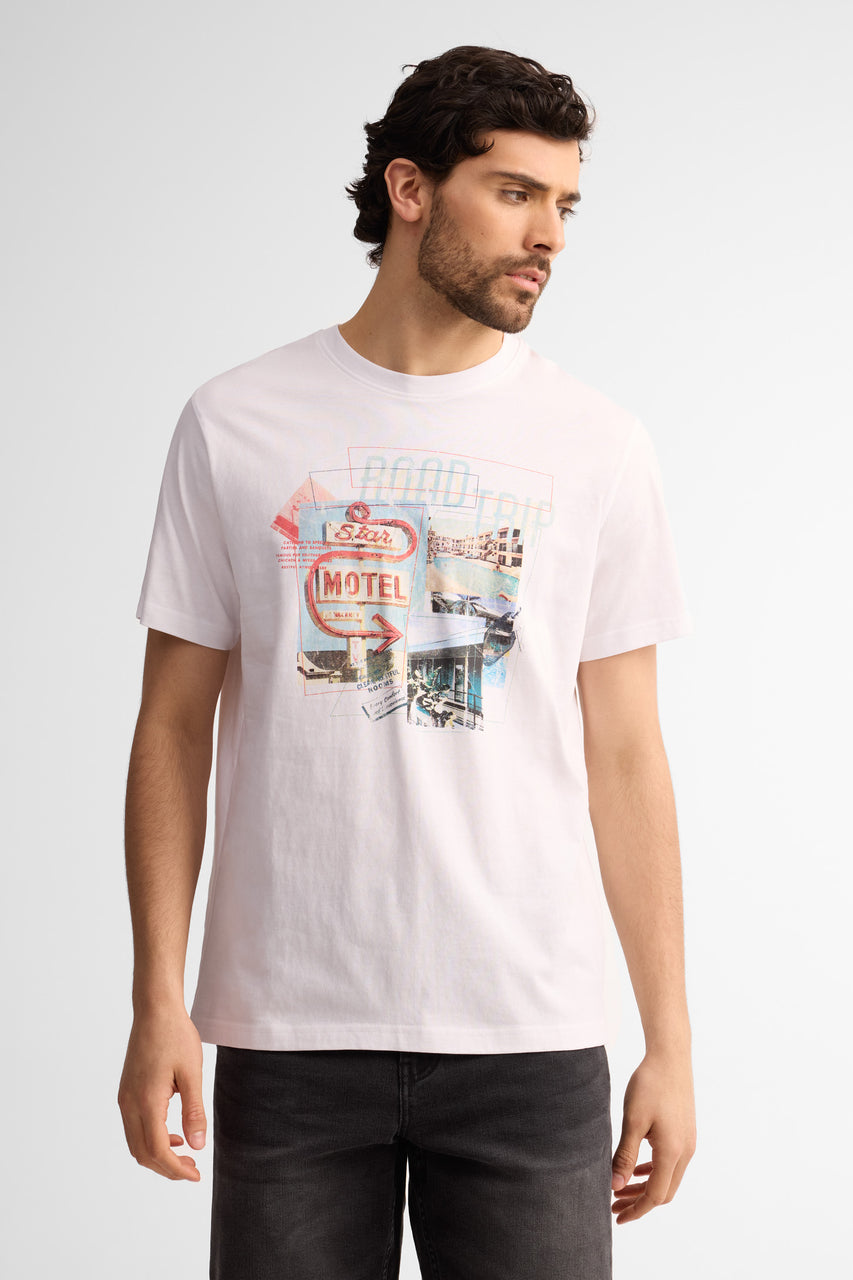 T-shirt col rond coton - Homme && BLANC