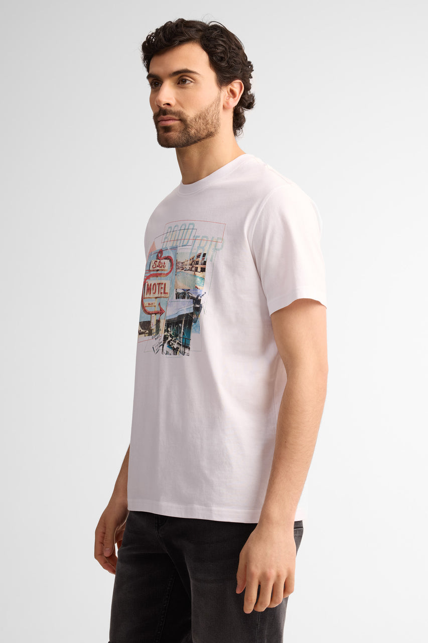 T-shirt col rond coton - Homme && BLANC