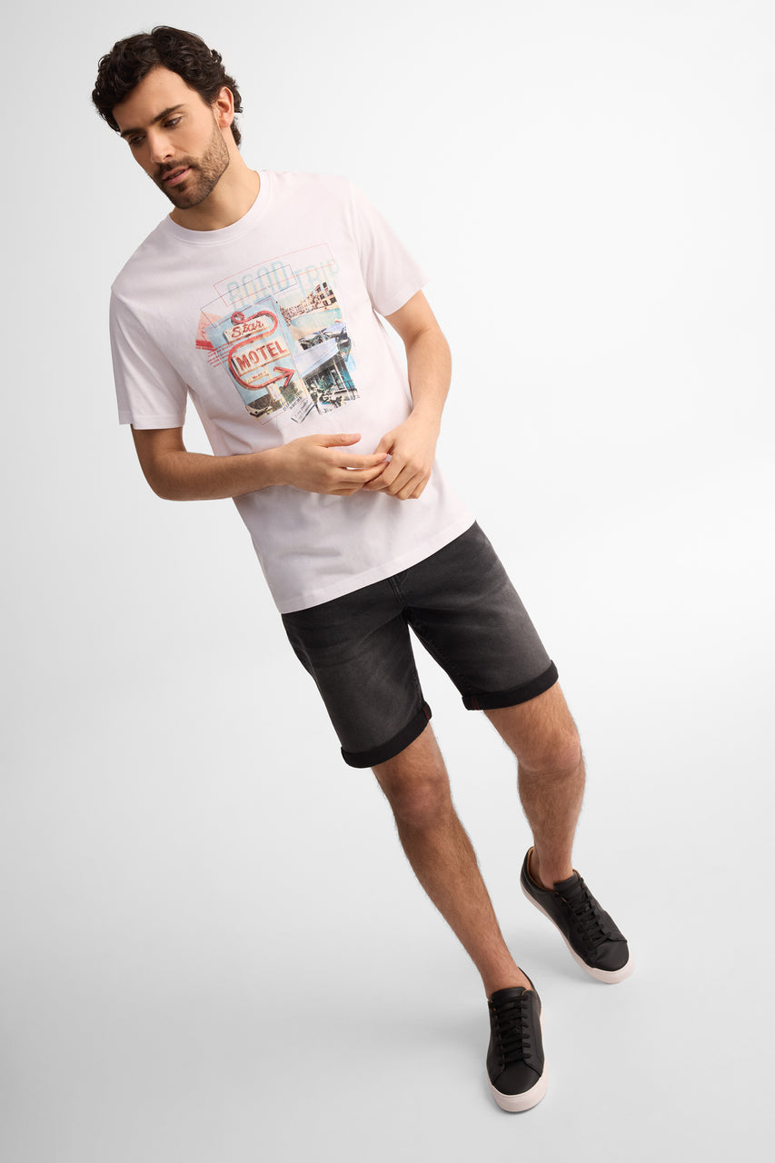 T-shirt col rond coton - Homme && BLANC