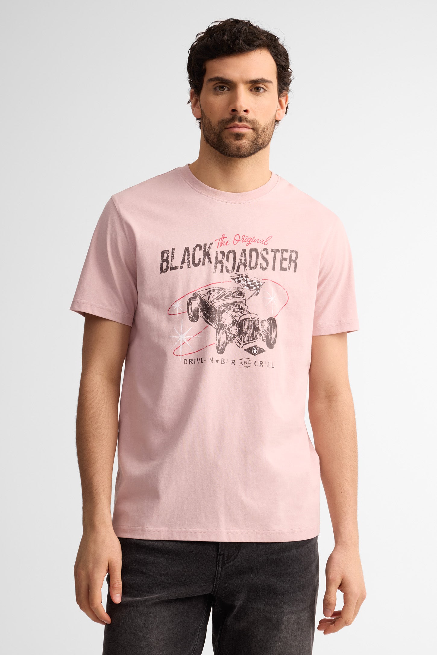 T-shirt col rond coton - Homme && ROSE