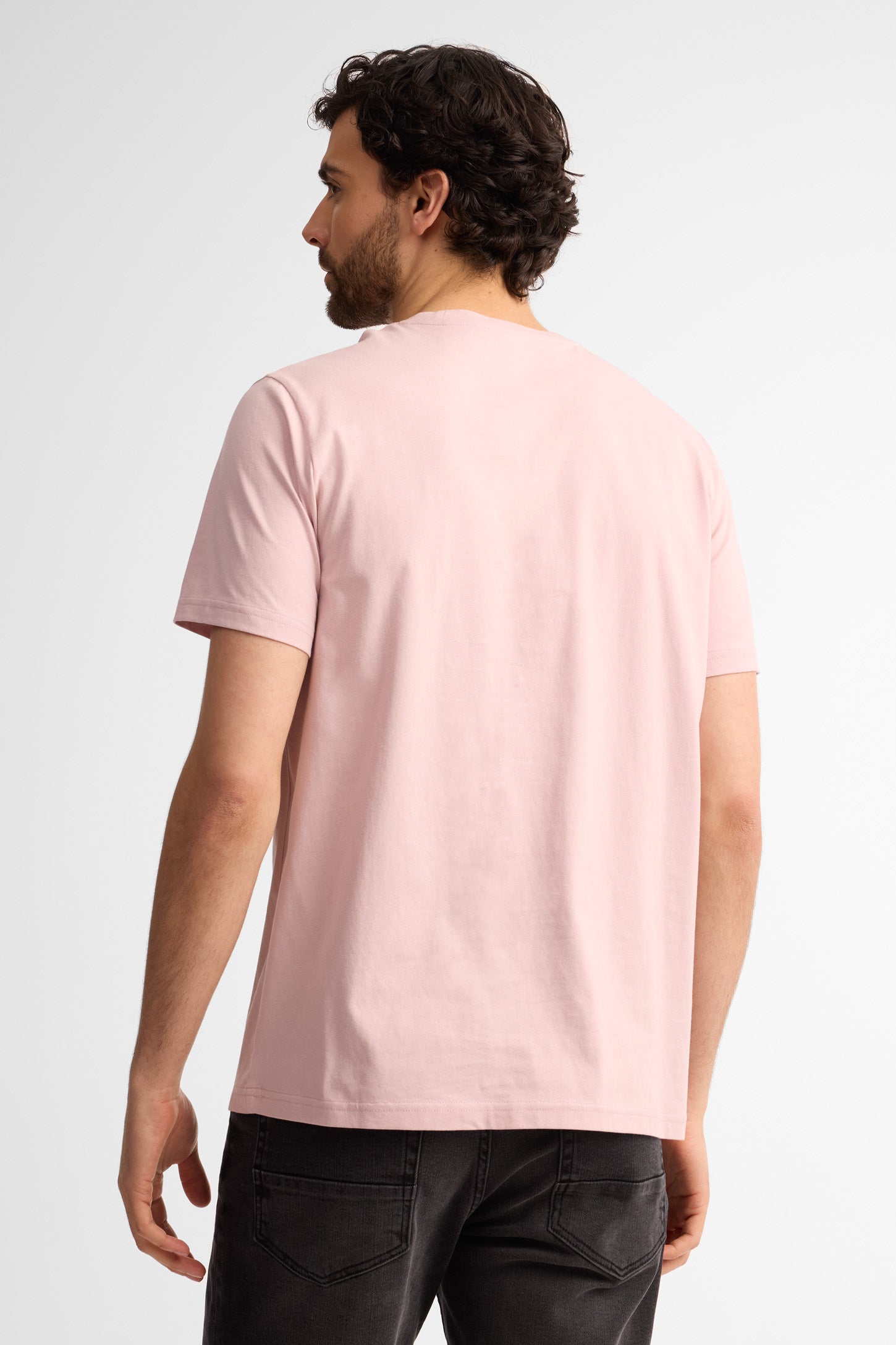 T-shirt col rond coton - Homme && ROSE