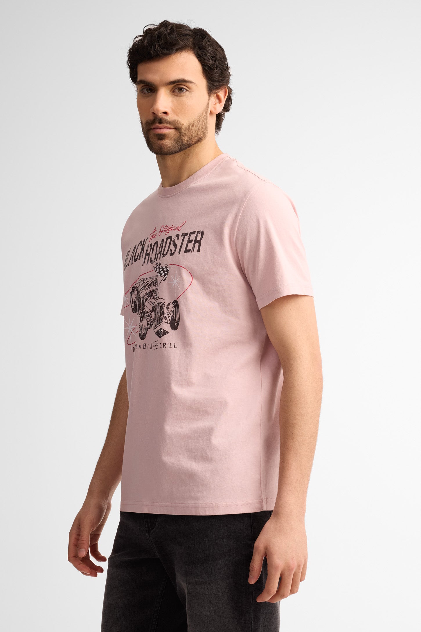 T-shirt col rond coton - Homme && ROSE