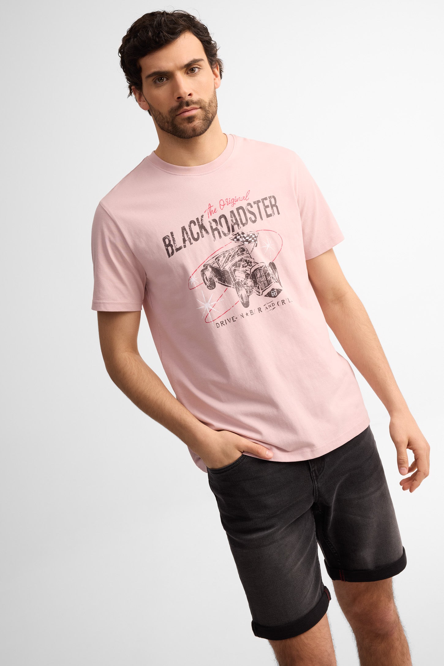 T-shirt col rond coton - Homme && ROSE