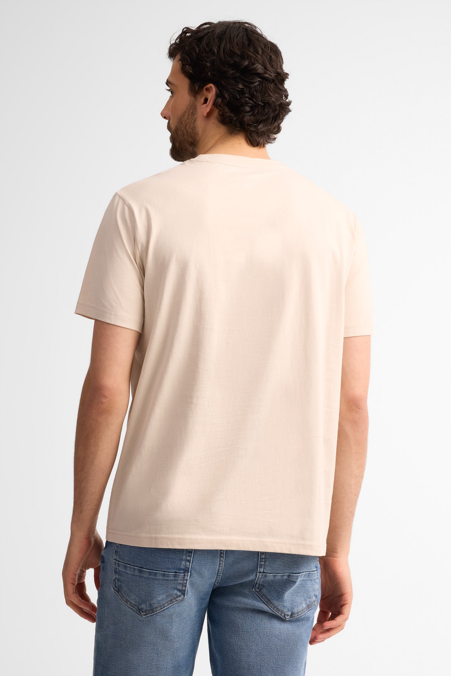 T-shirt col rond coton - Homme && BEIGE