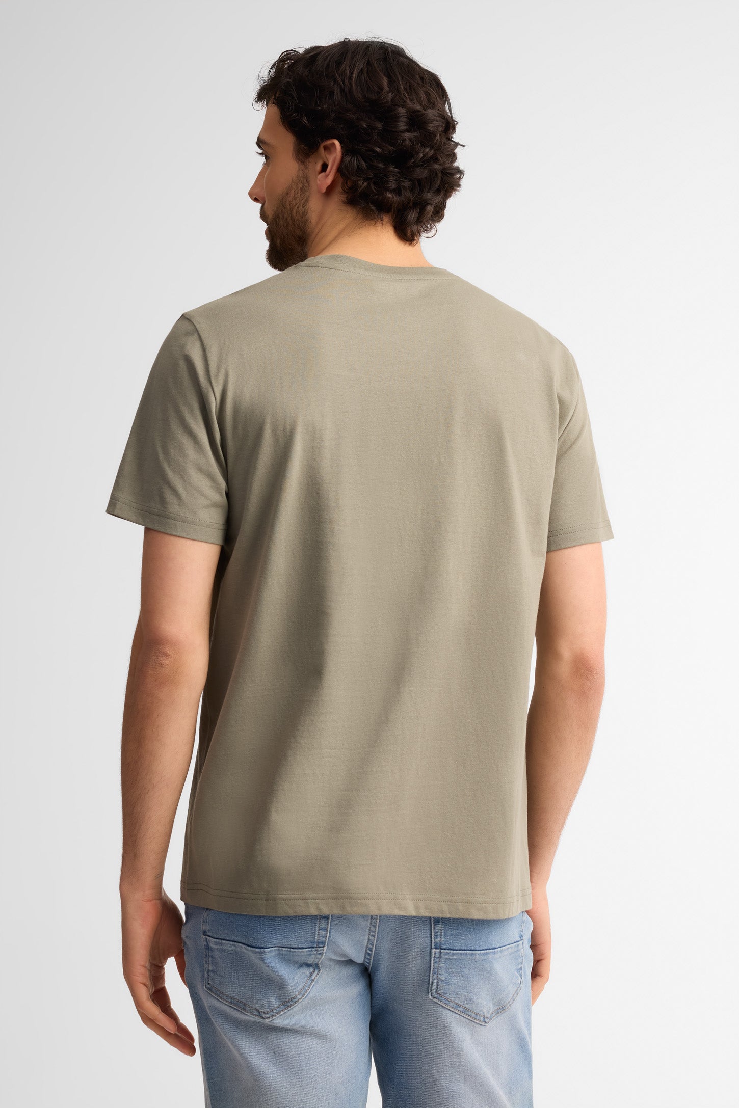 T-shirt col rond coton - Homme && KAKI
