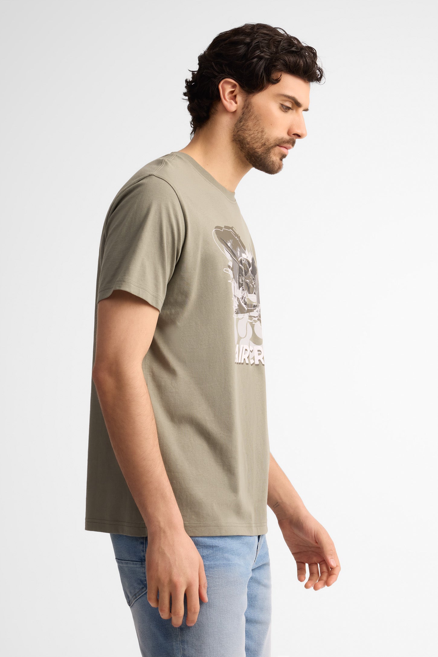 T-shirt col rond coton - Homme && KAKI