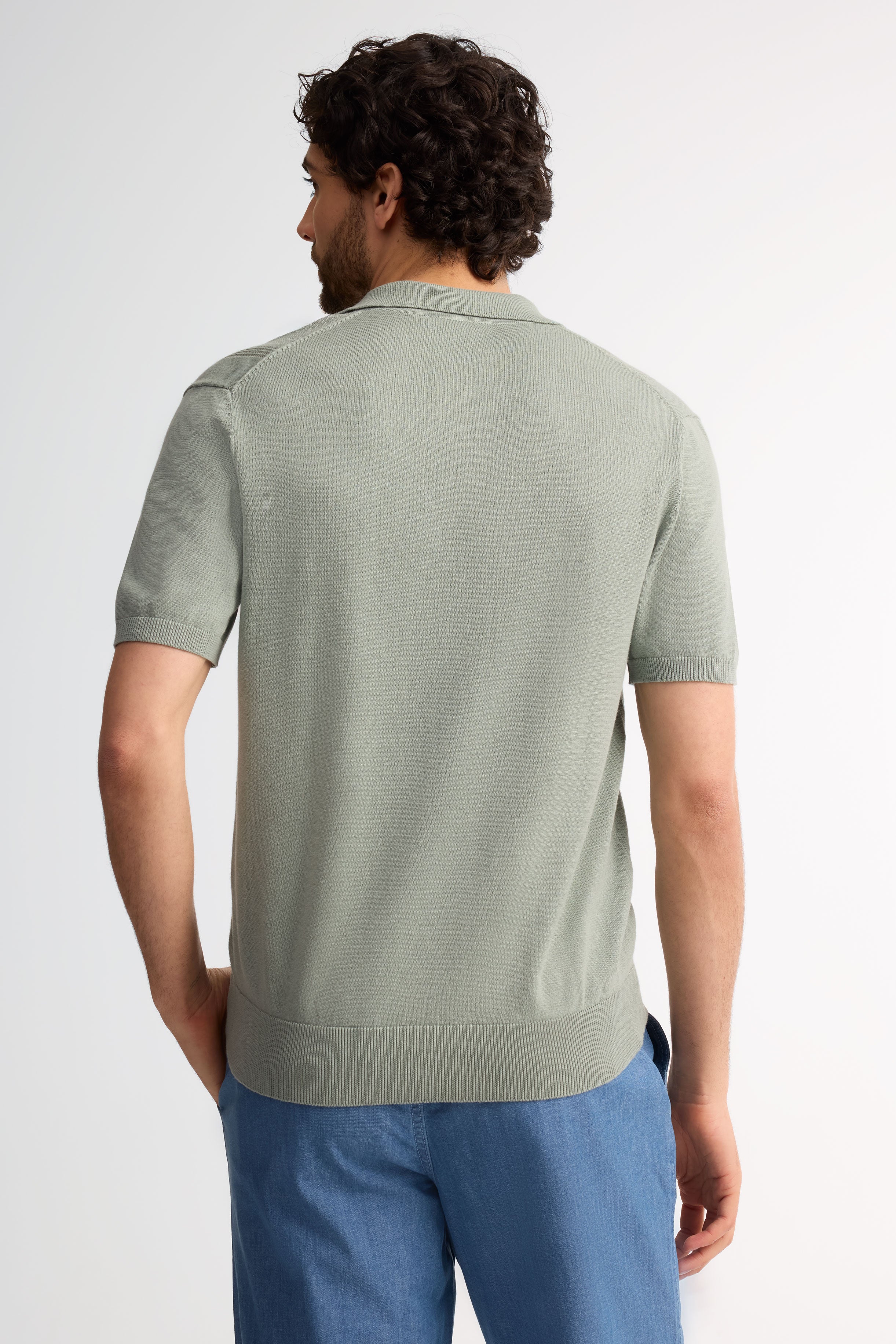 Polo manches courtes tricot coton - Homme && VERT