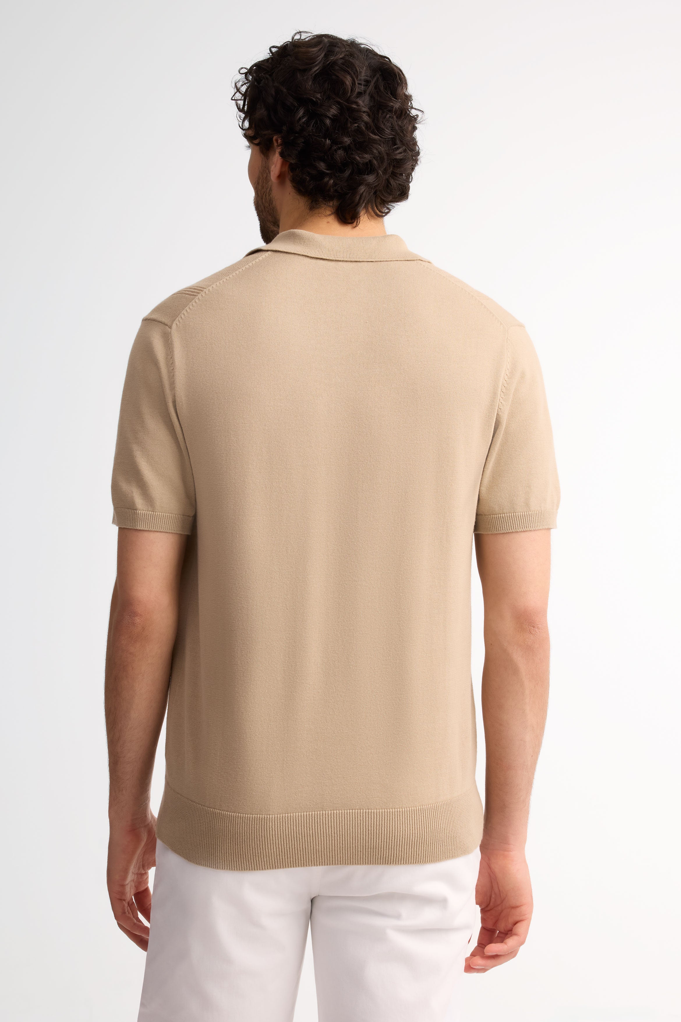 Polo manches courtes tricot coton - Homme && BEIGE