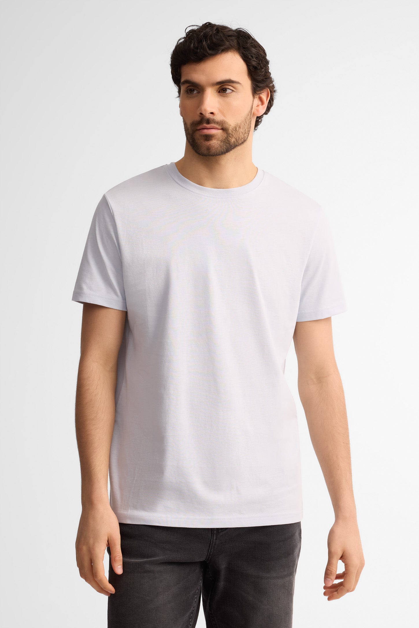 T-shirt col rond coton, 3/25$ - Homme && BLEU PALE