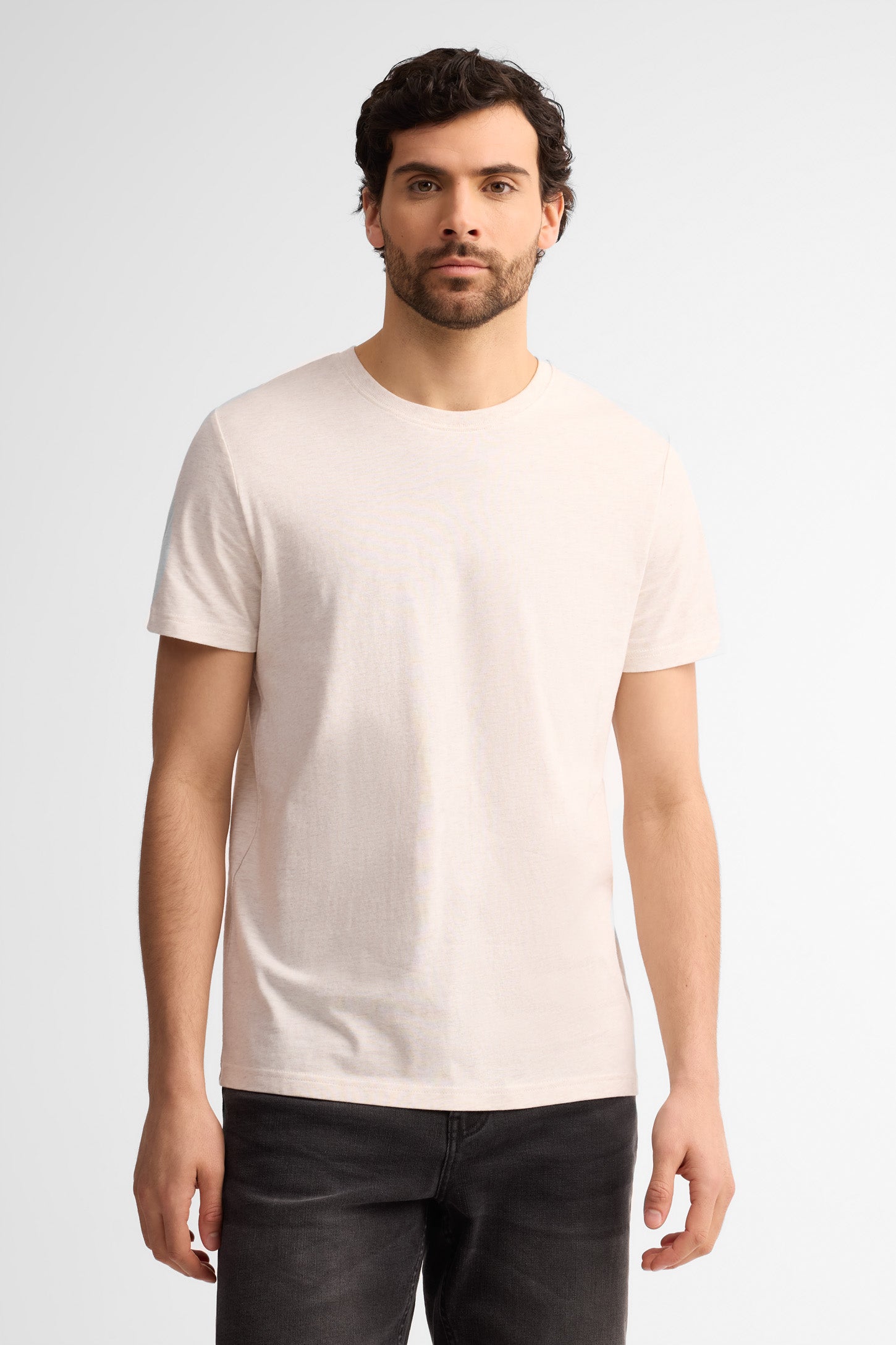 T-shirt col rond coton, 3/25$ - Homme && OATMEAL