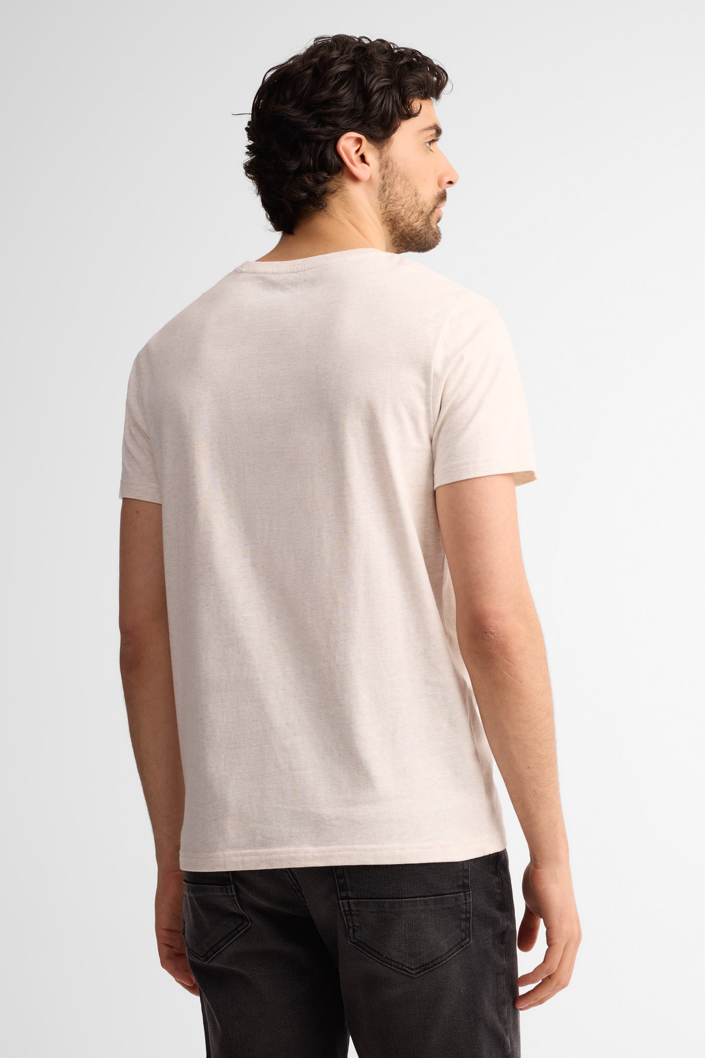 T-shirt col rond coton, 3/25$ - Homme && OATMEAL