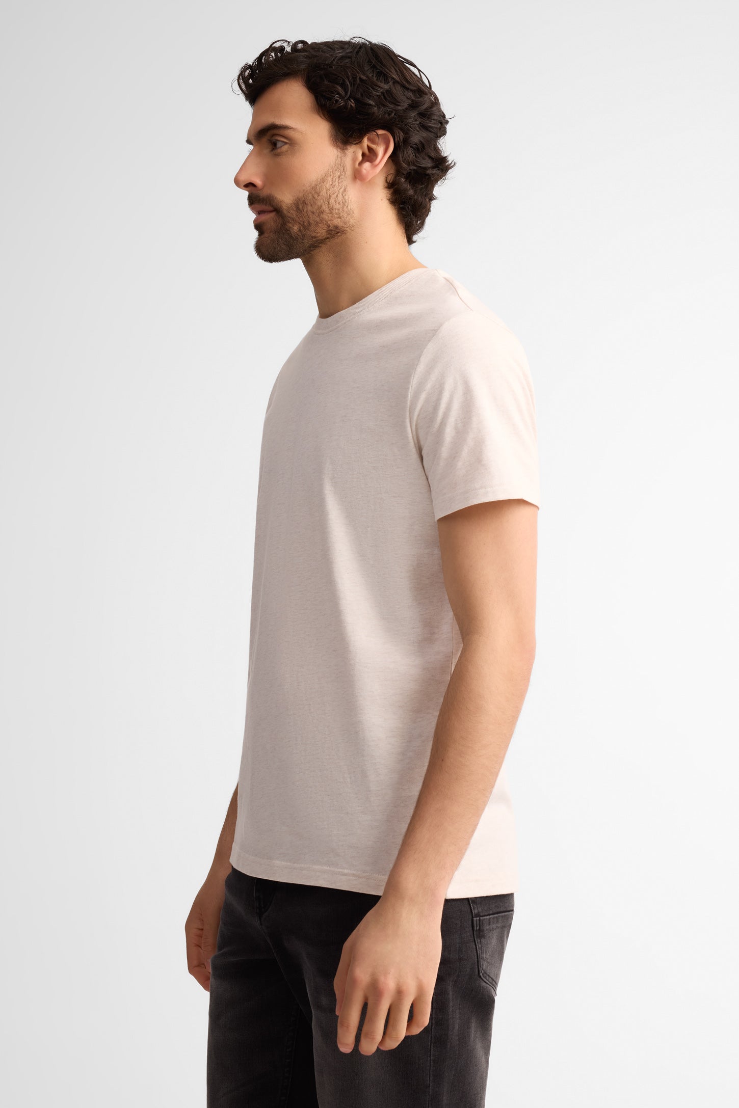 T-shirt col rond coton, 3/25$ - Homme && OATMEAL