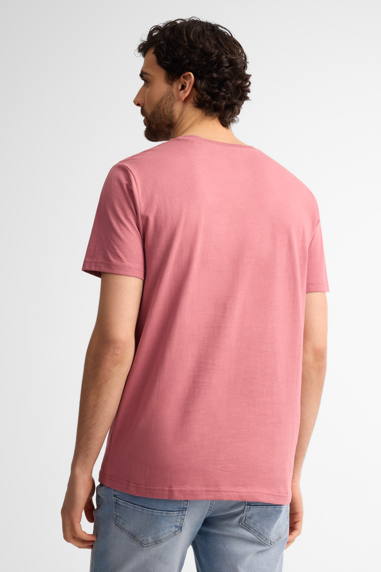 T-shirt col rond coton, 3/25$ - Homme && VIEUX ROSE