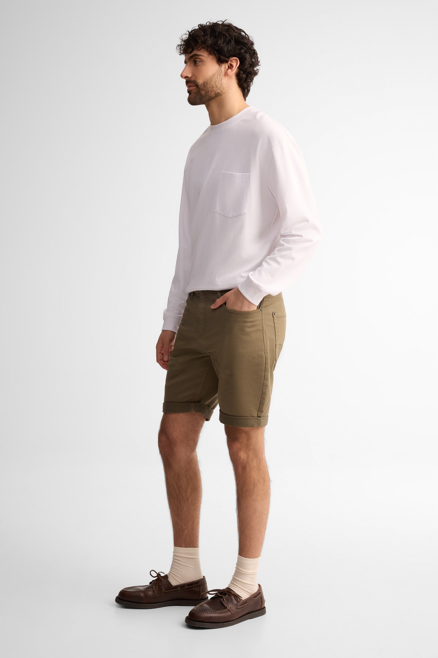 Short 5 poches en twill - Homme && KAKI