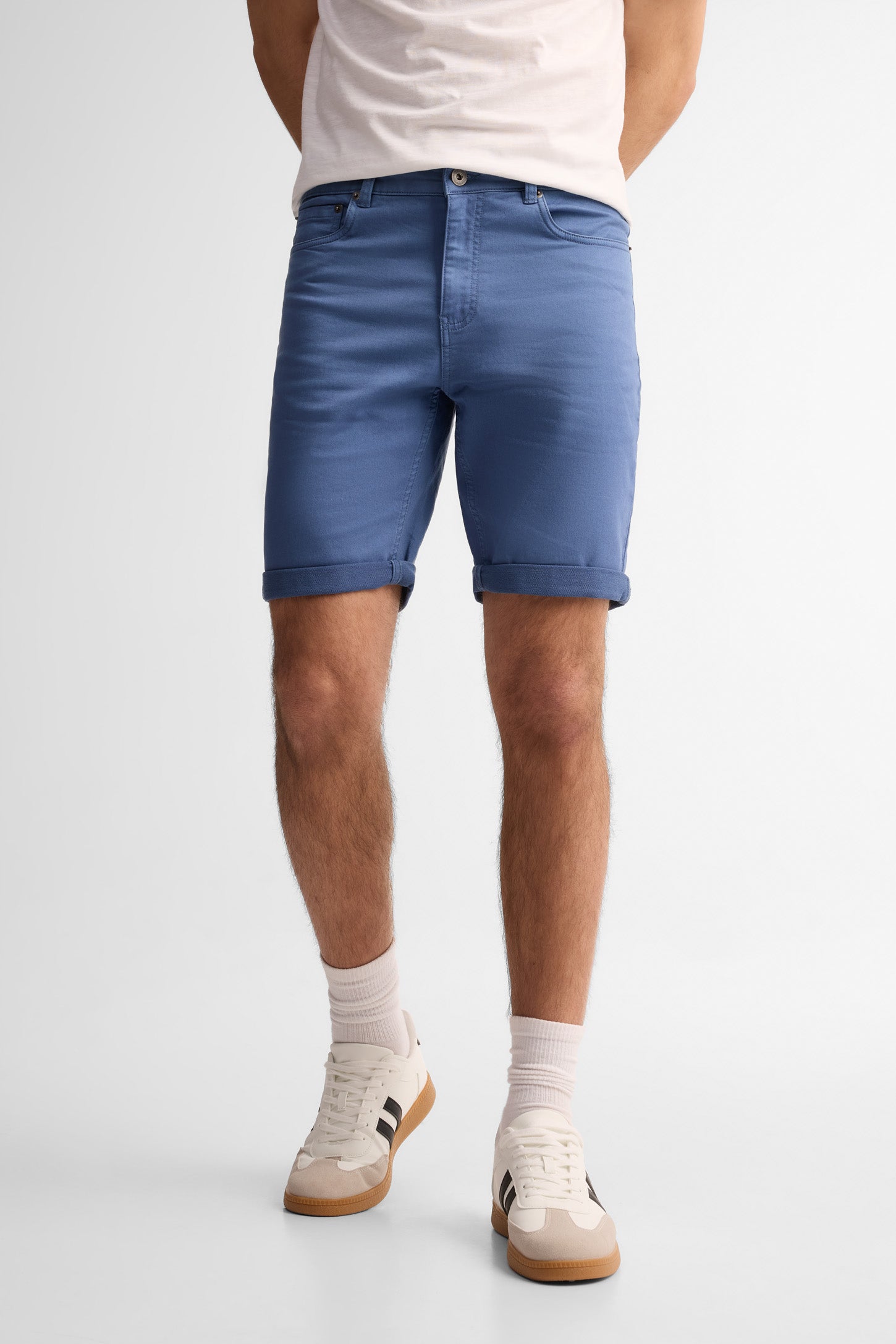 Short 5 poches en twill - Homme && BLEU