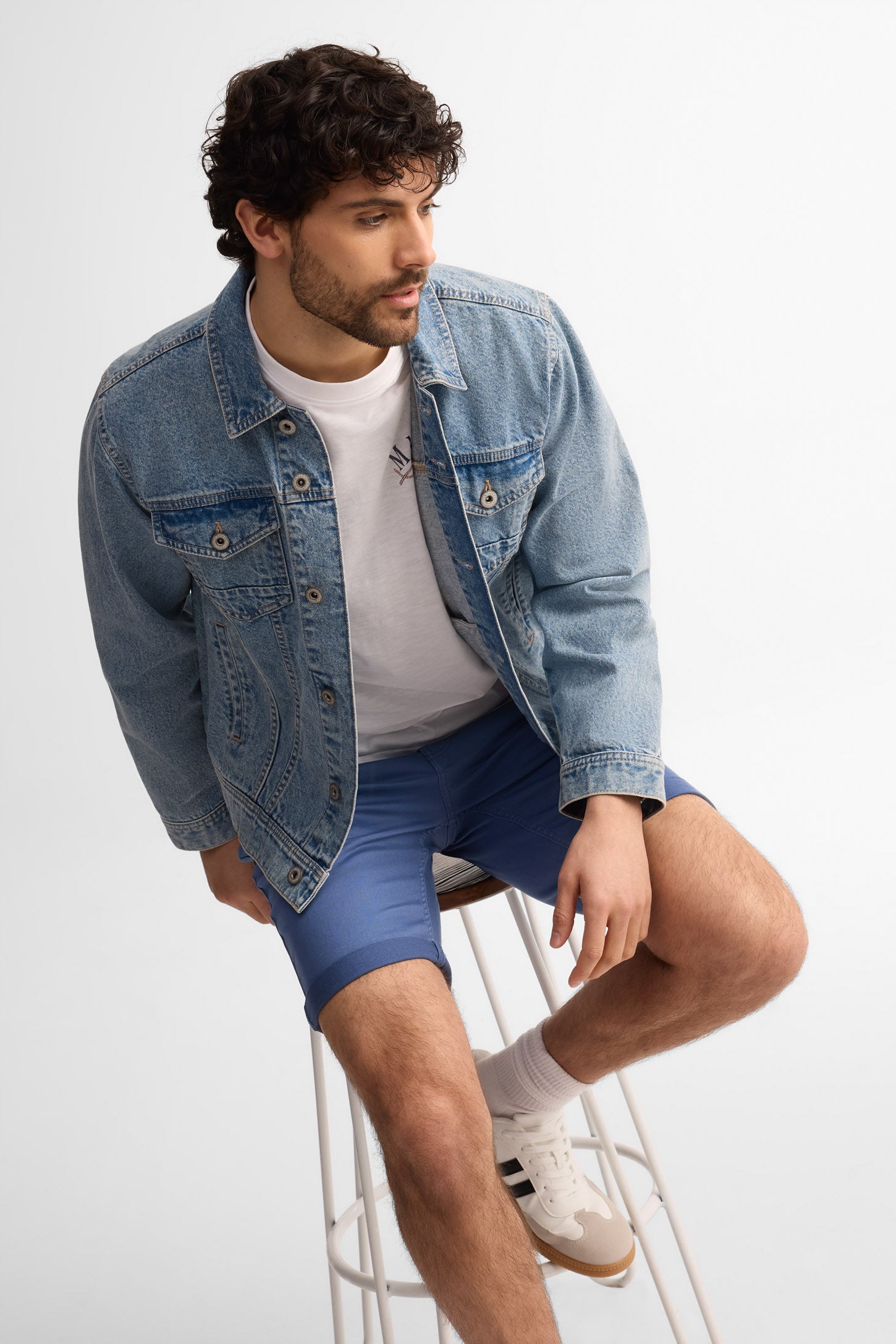 Short 5 poches en twill - Homme && BLEU