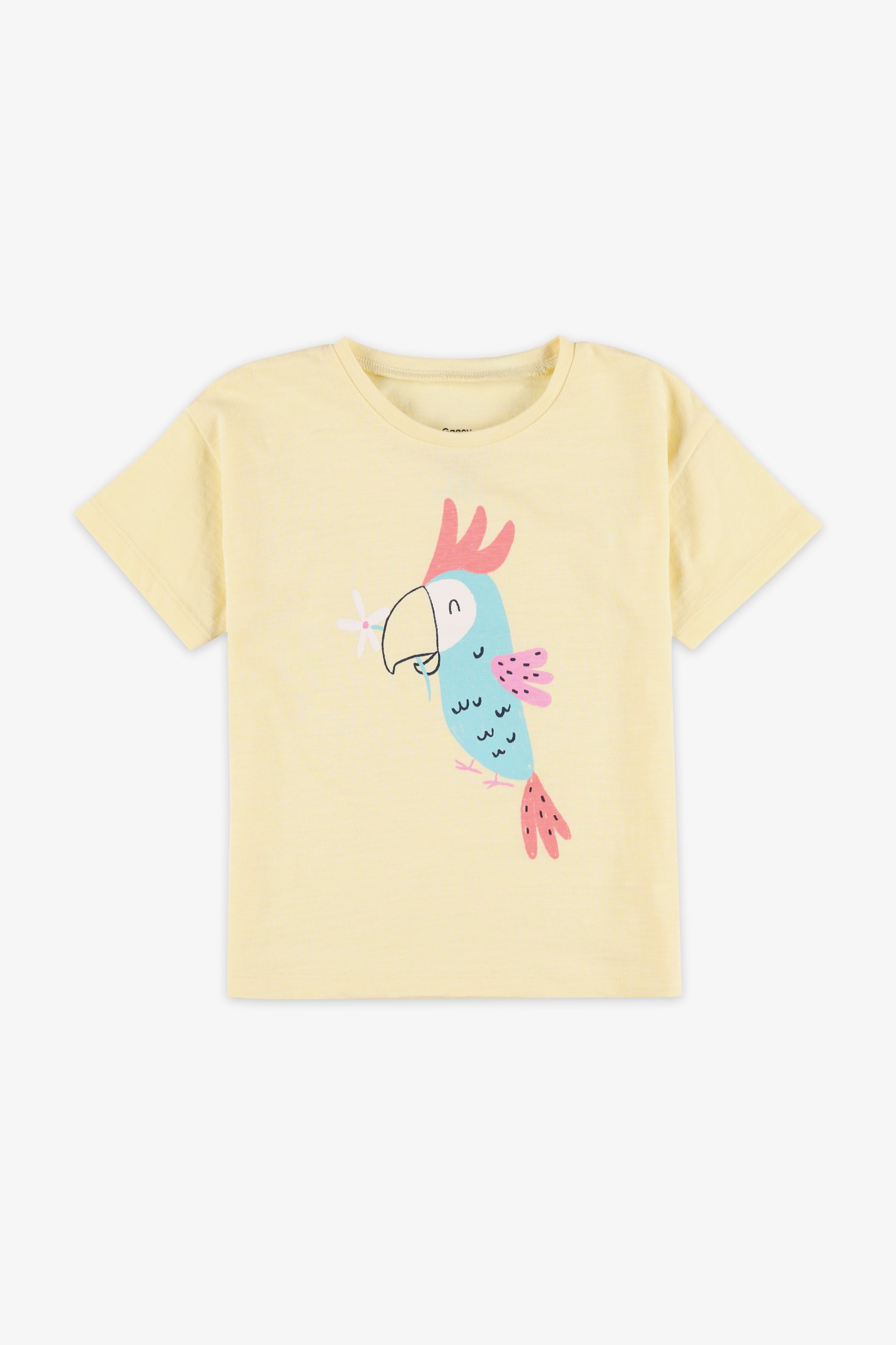 T-shirt col rond imprimé coton - Bébé fille && JAUNE