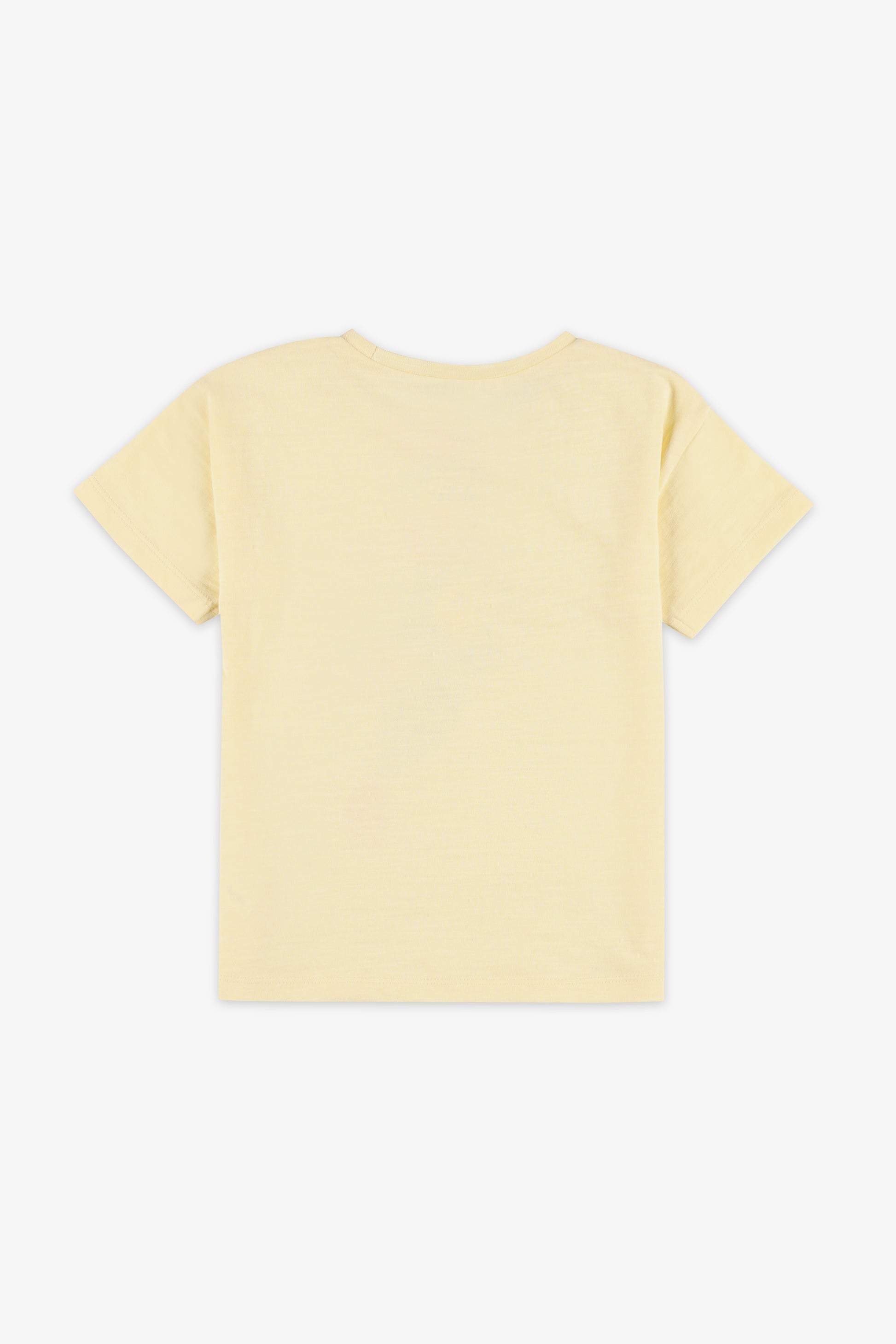 T-shirt col rond imprimé coton - Bébé fille && JAUNE