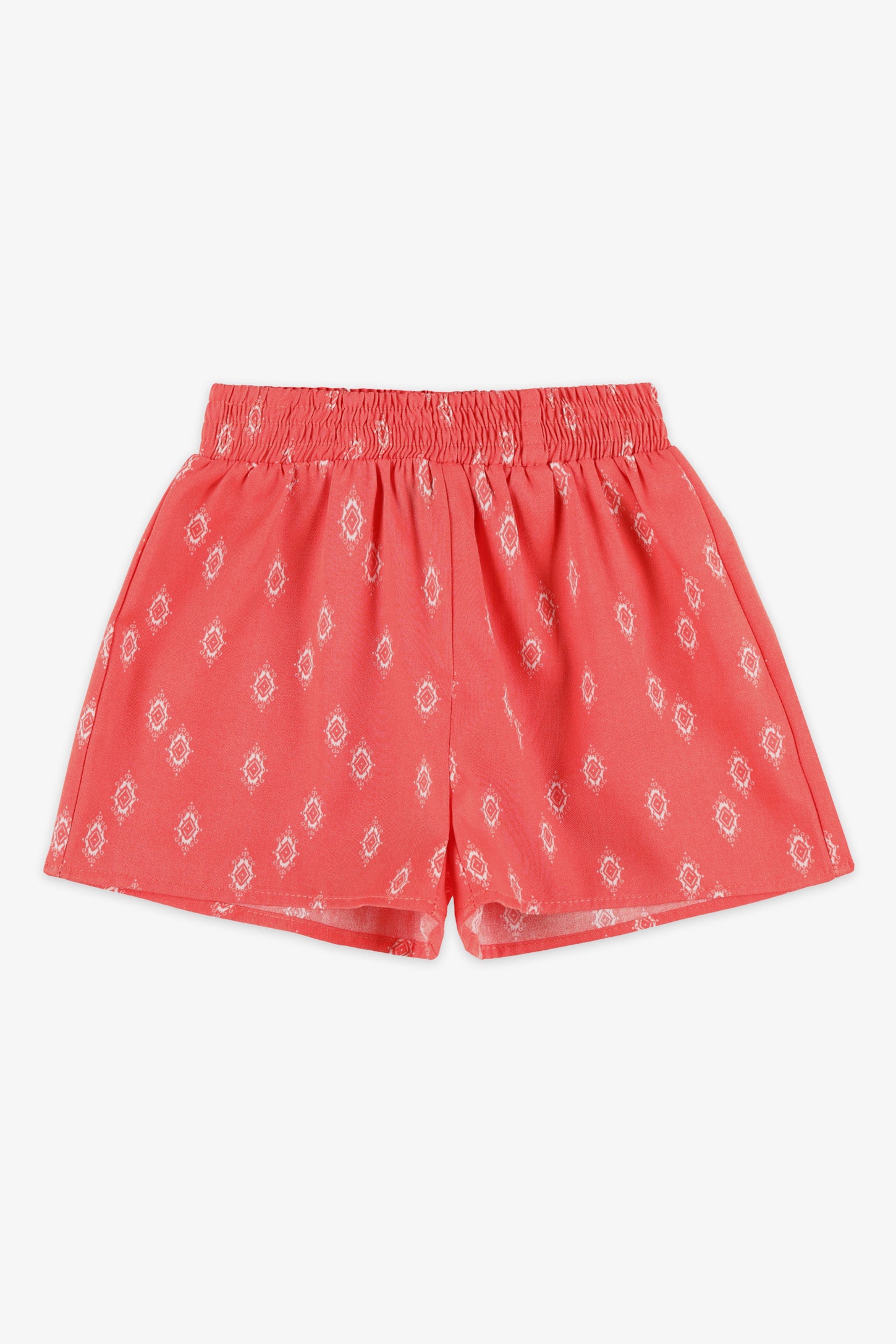 Short taille élastique challis - Enfant fille && ROUGE/MULTI