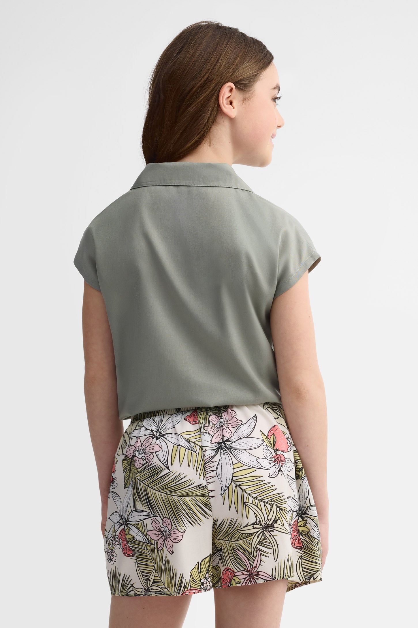 Chemisier manches courtes noué challis - Ado fille && VERT