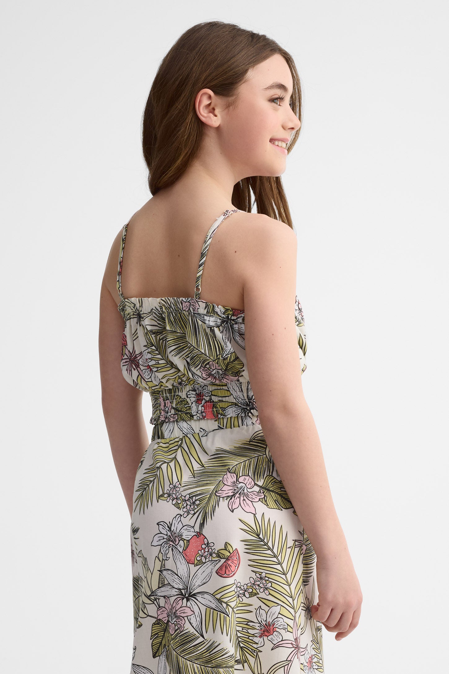 Camisole écourtée challis - Ado fille && JAUNE/MULTI