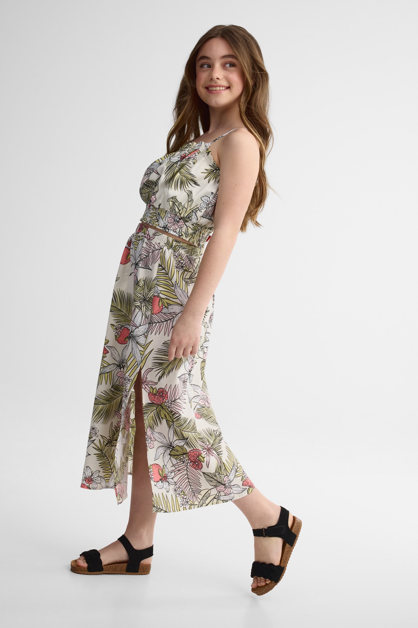 Camisole écourtée challis - Ado fille && JAUNE/MULTI