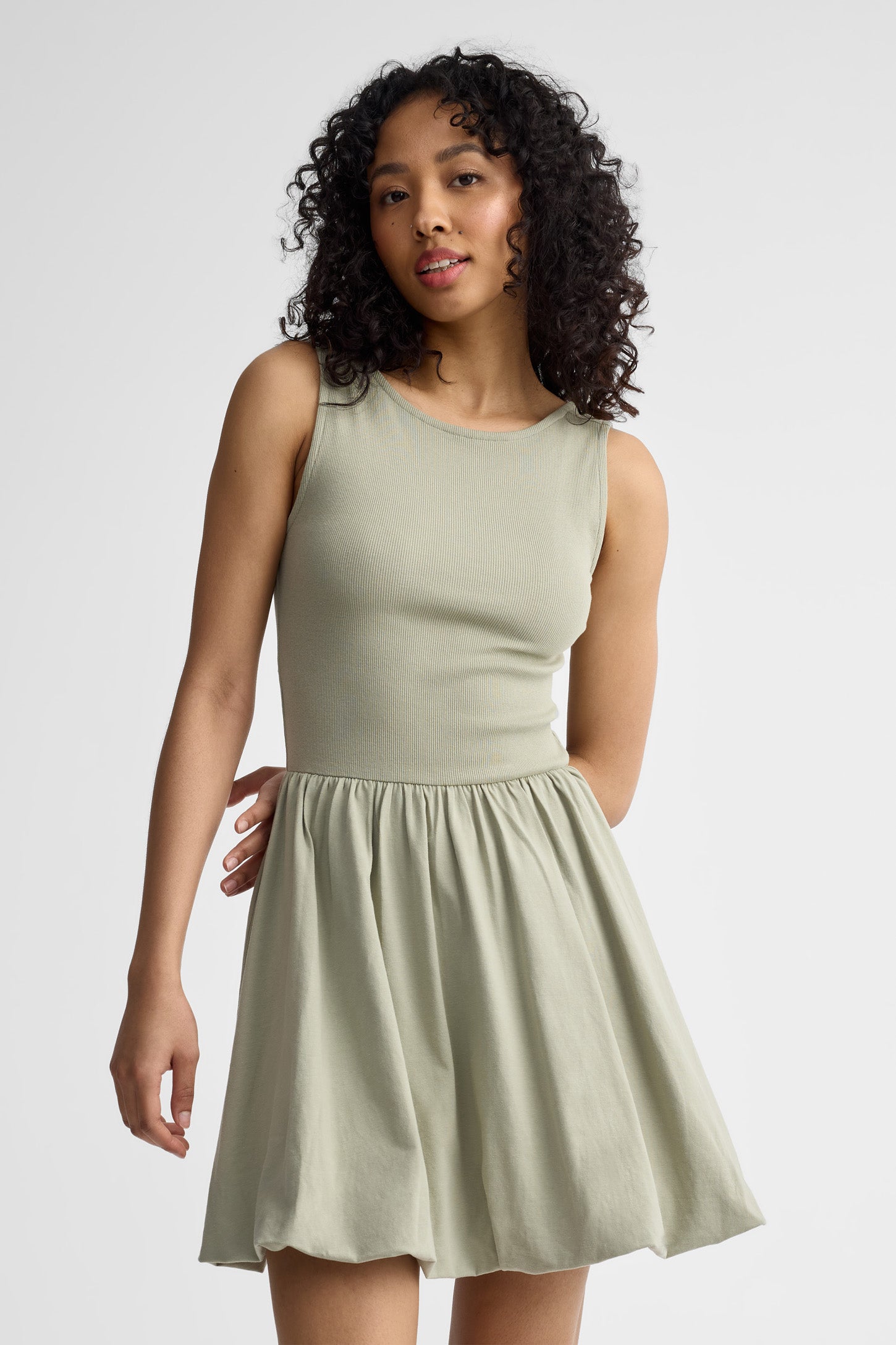 Robe ballon coton - Femme && VERT