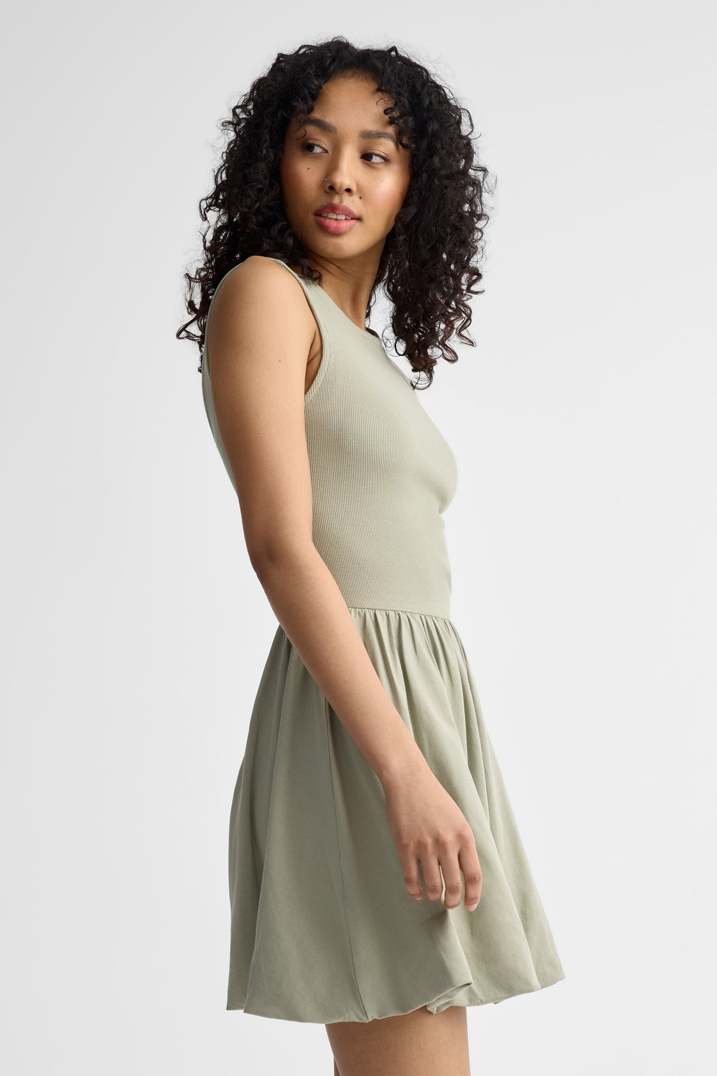 Robe ballon coton - Femme && VERT