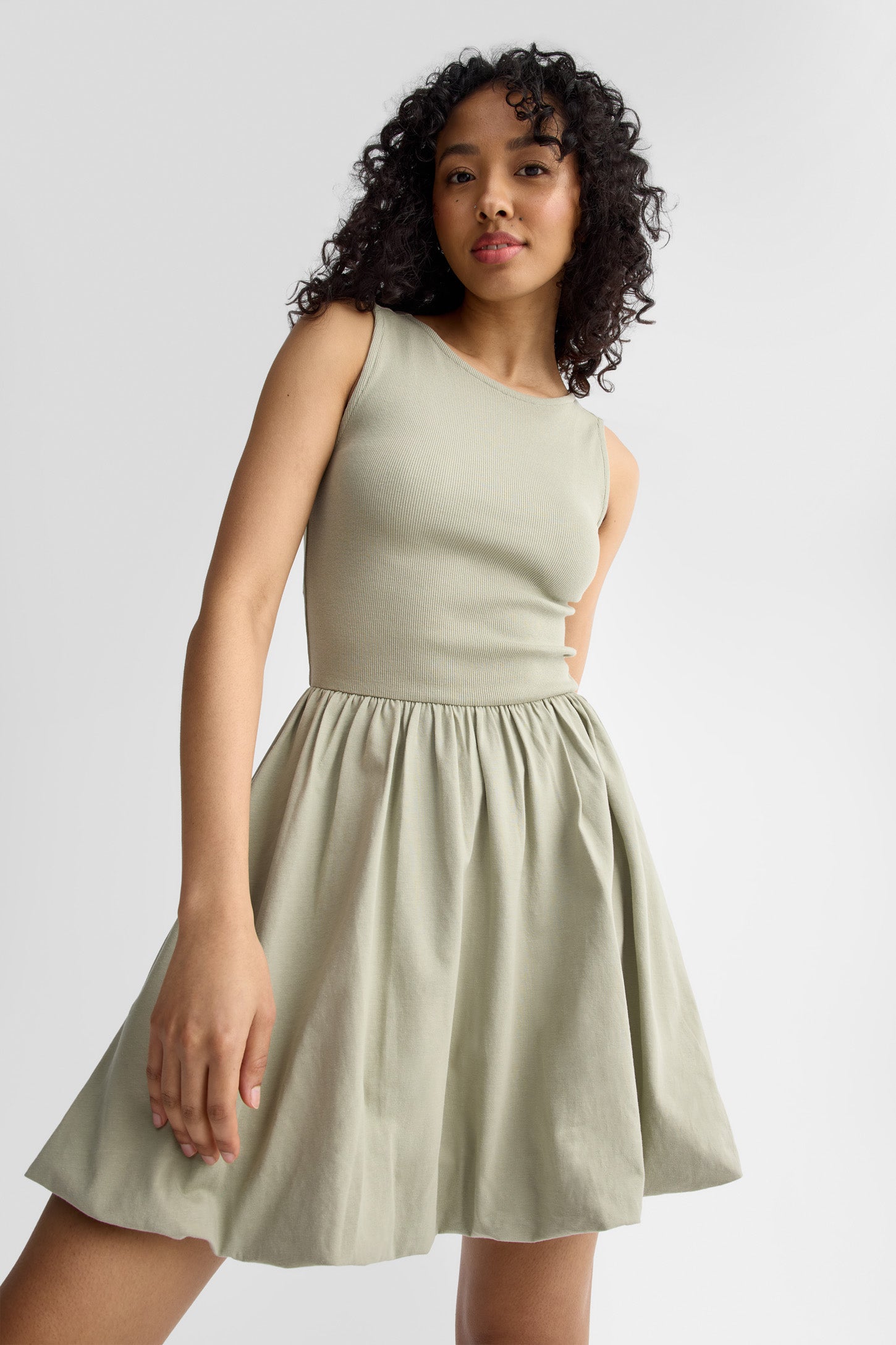 Robe ballon coton - Femme && VERT