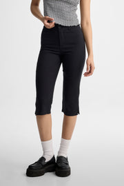 Capri taille haute en twill - Femme && NOIR