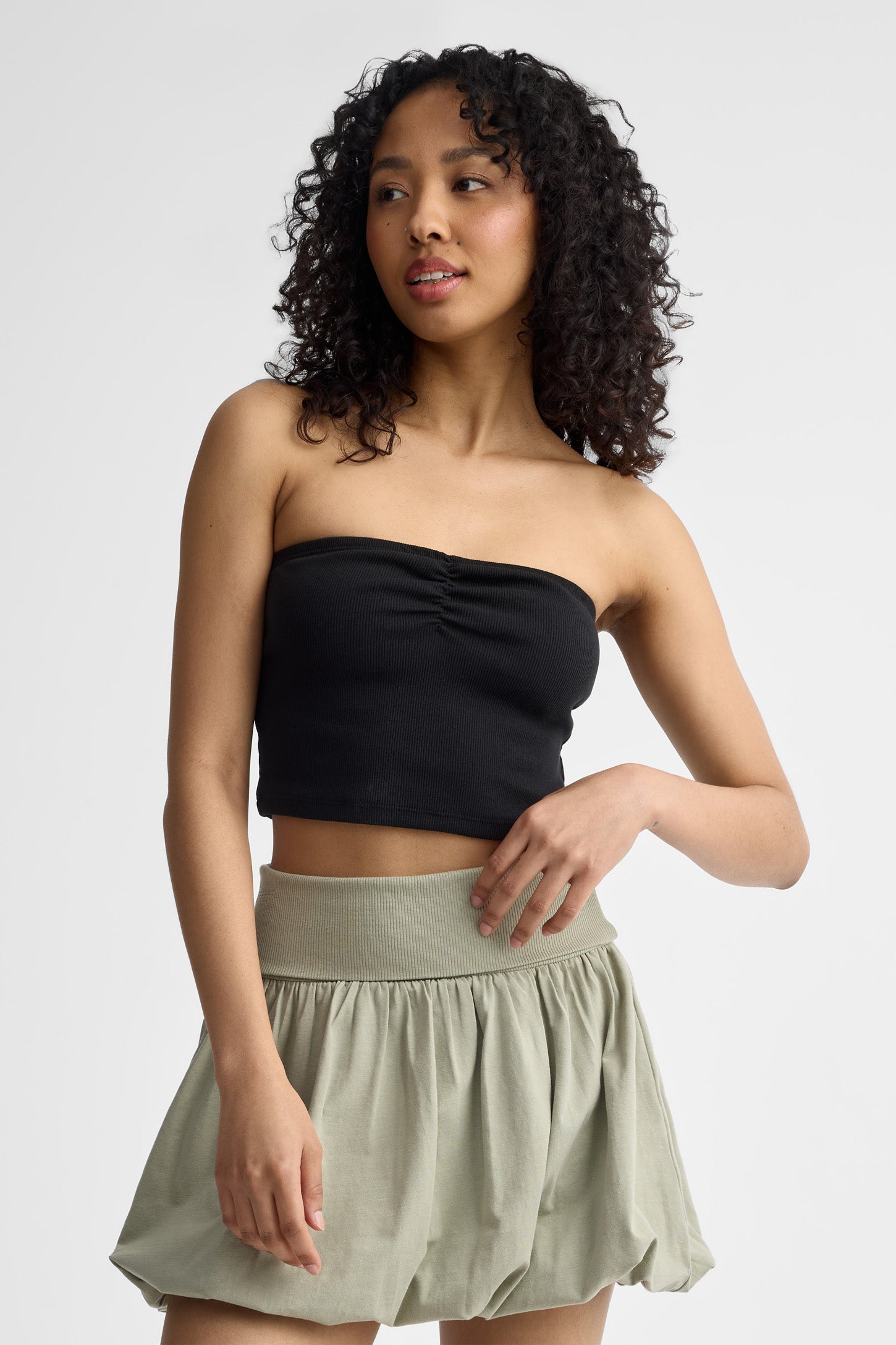 Camisole tube coton - Femme && NOIR