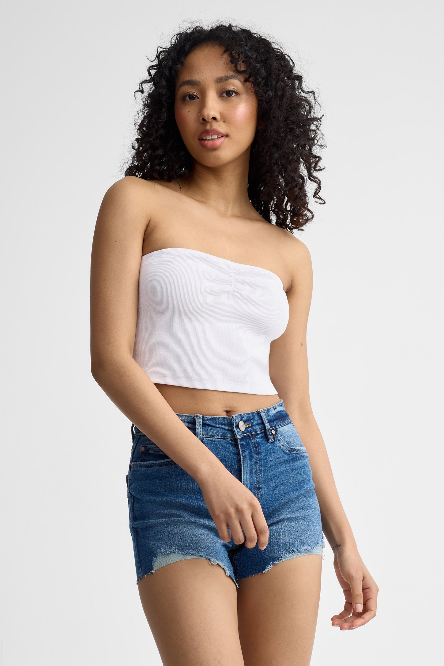 Camisole tube coton - Femme && BLANC