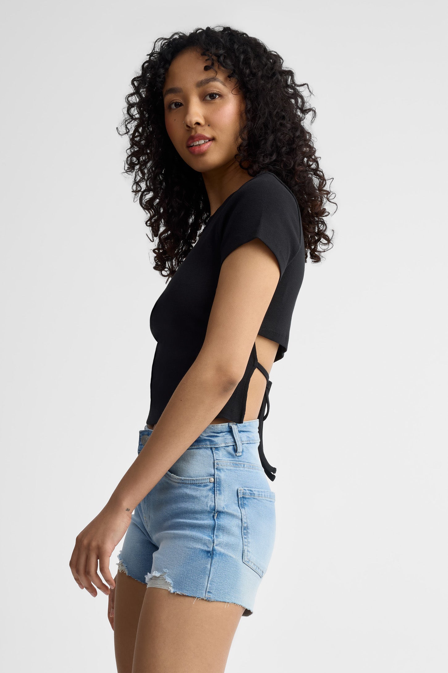 T-shirt col rond coton - Femme && NOIR