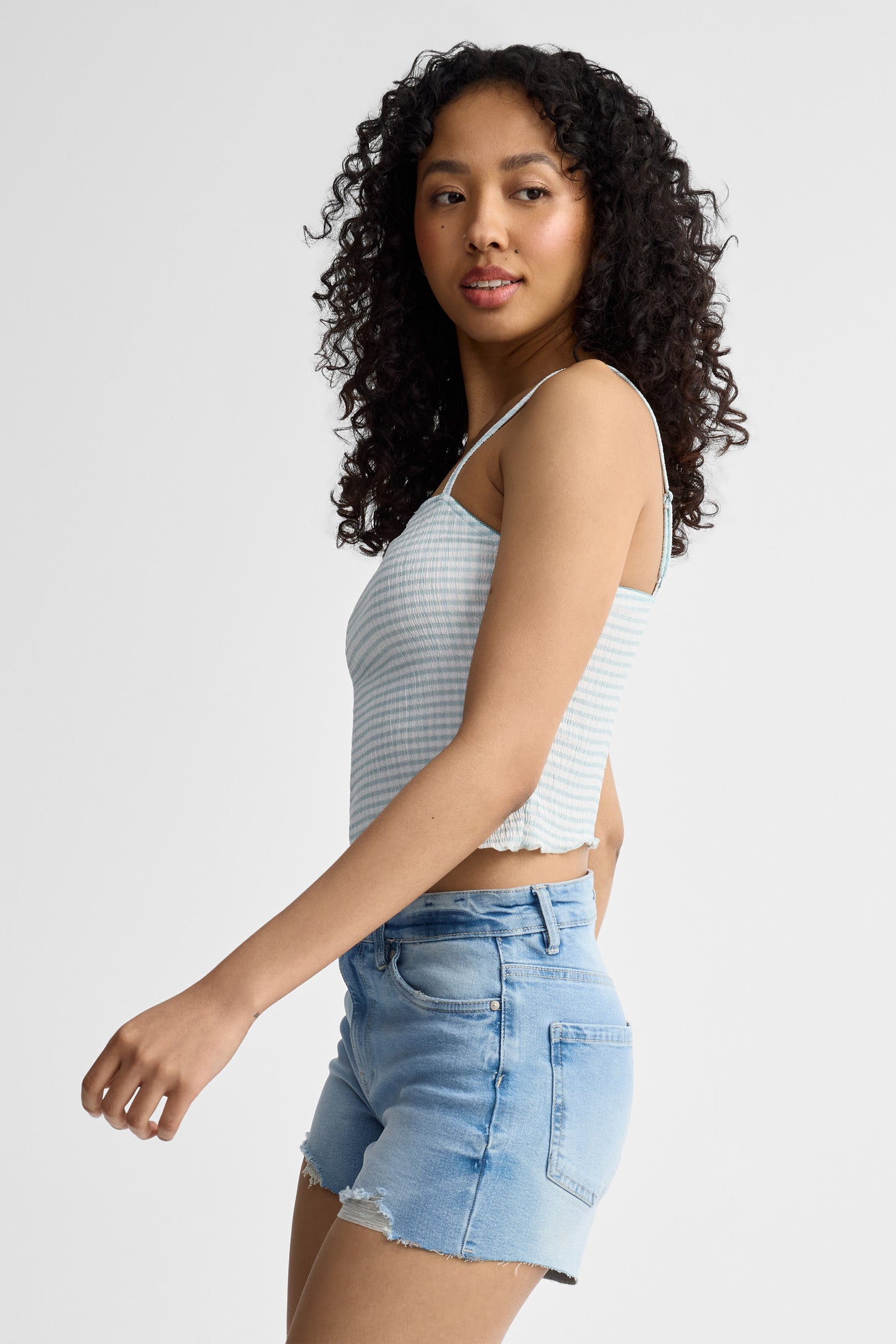 Camisole à bretelles fines - Femme && BLEU MULTI