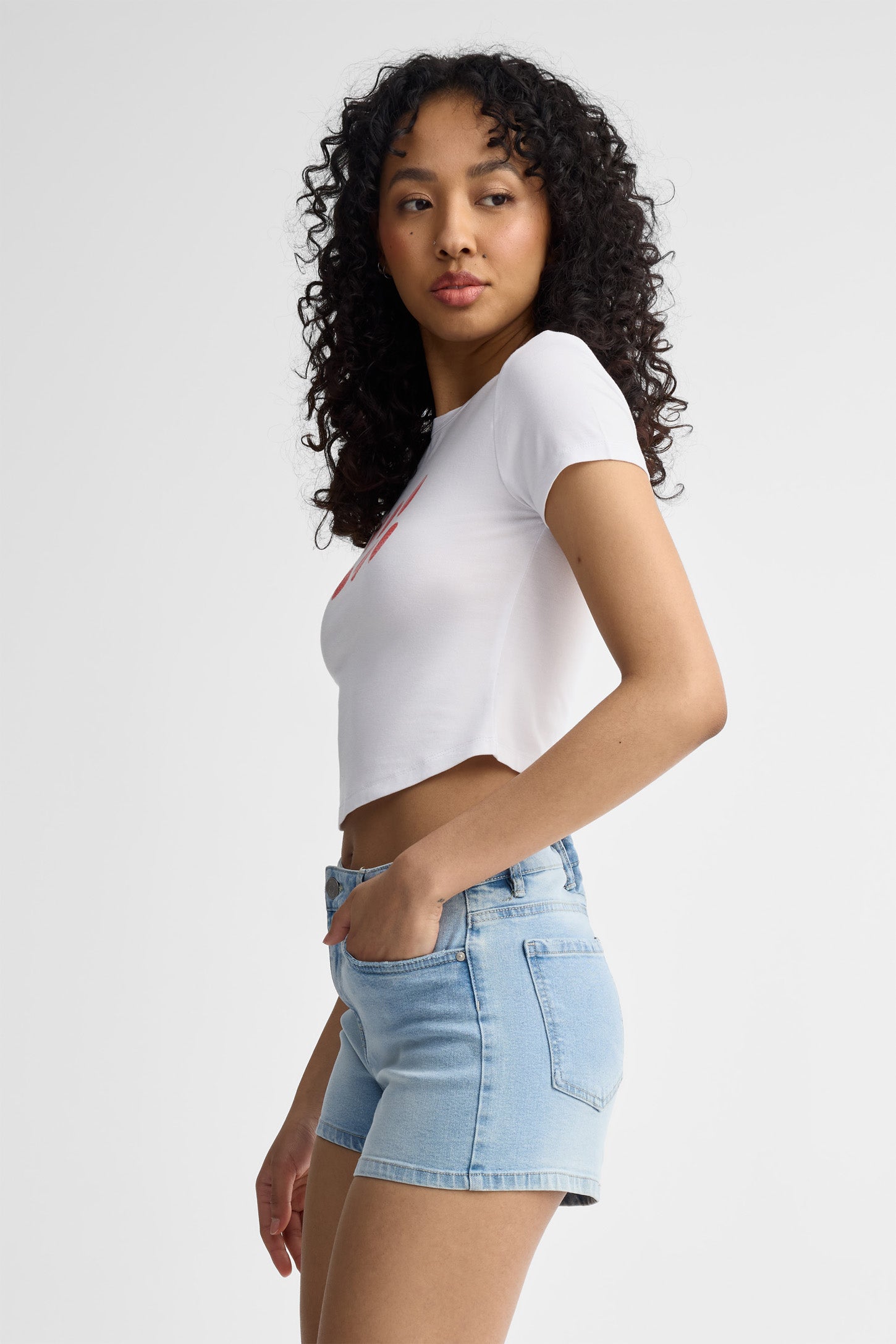 T-shirt col rond coton - Femme && BLANC