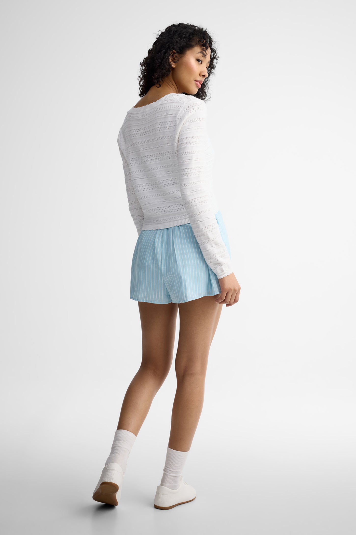 Cardigan en pointelle - Femme && BLANC