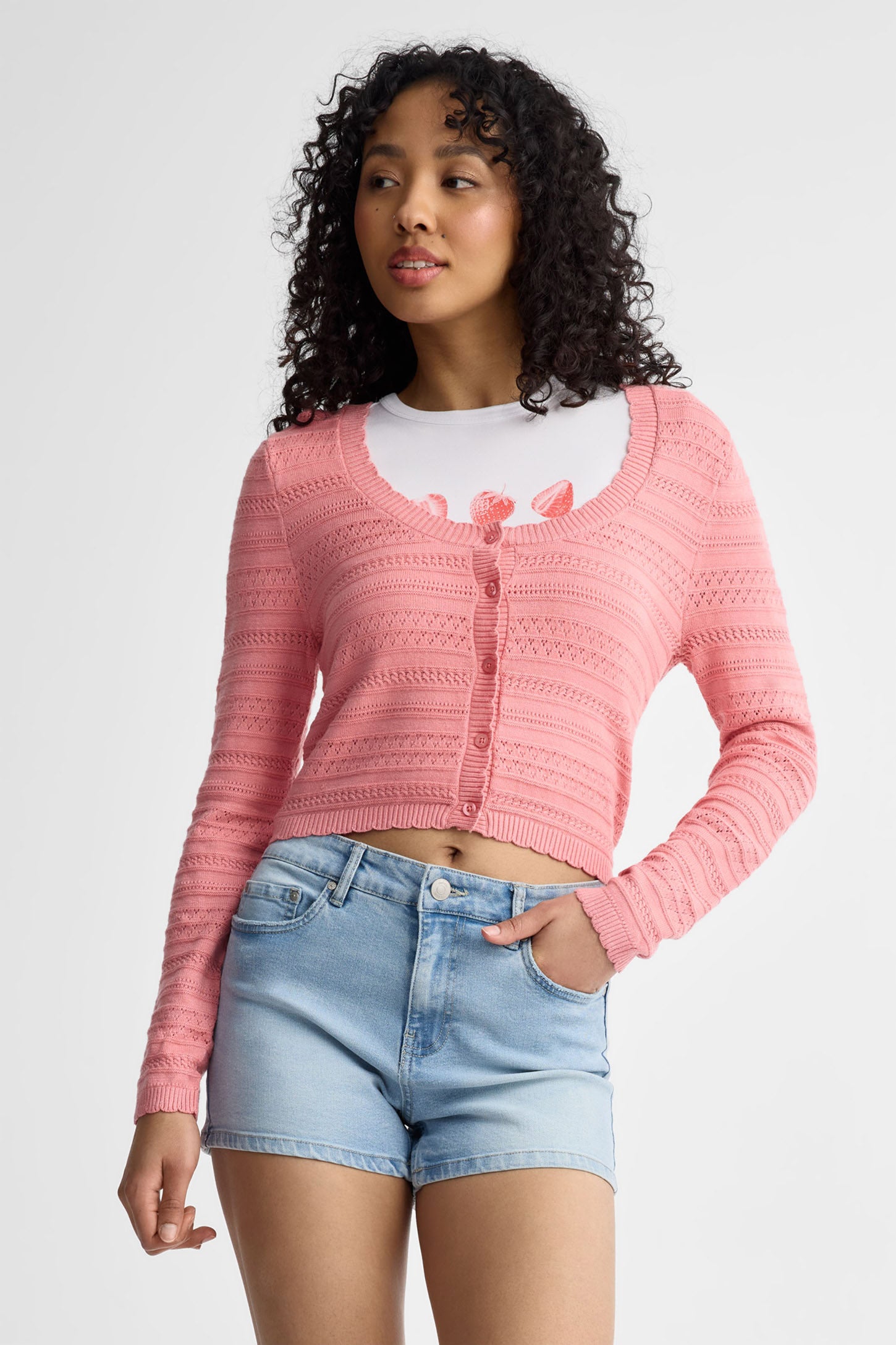 Cardigan en pointelle - Femme && ROSE