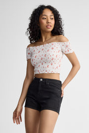 Chandail épaules dénudées coupe ajustée - Femme && BLANC MULTI