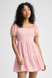 Robe à volants manches courtes bouffantes - Femme && ROSE MULTI