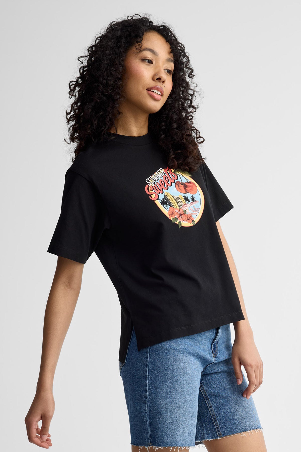 T-shirt surdimensionné coton - Femme && NOIR