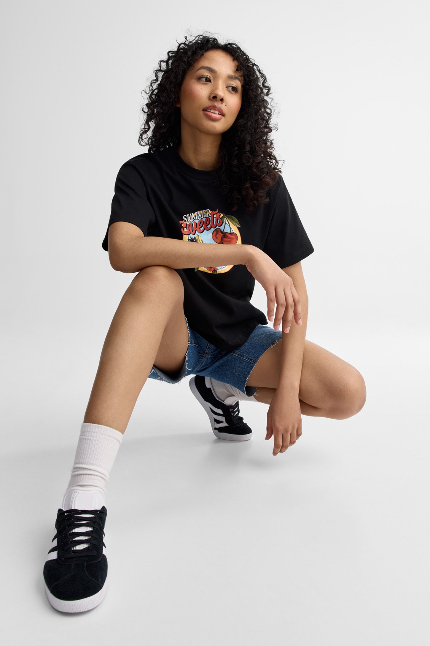 T-shirt surdimensionné coton - Femme && NOIR