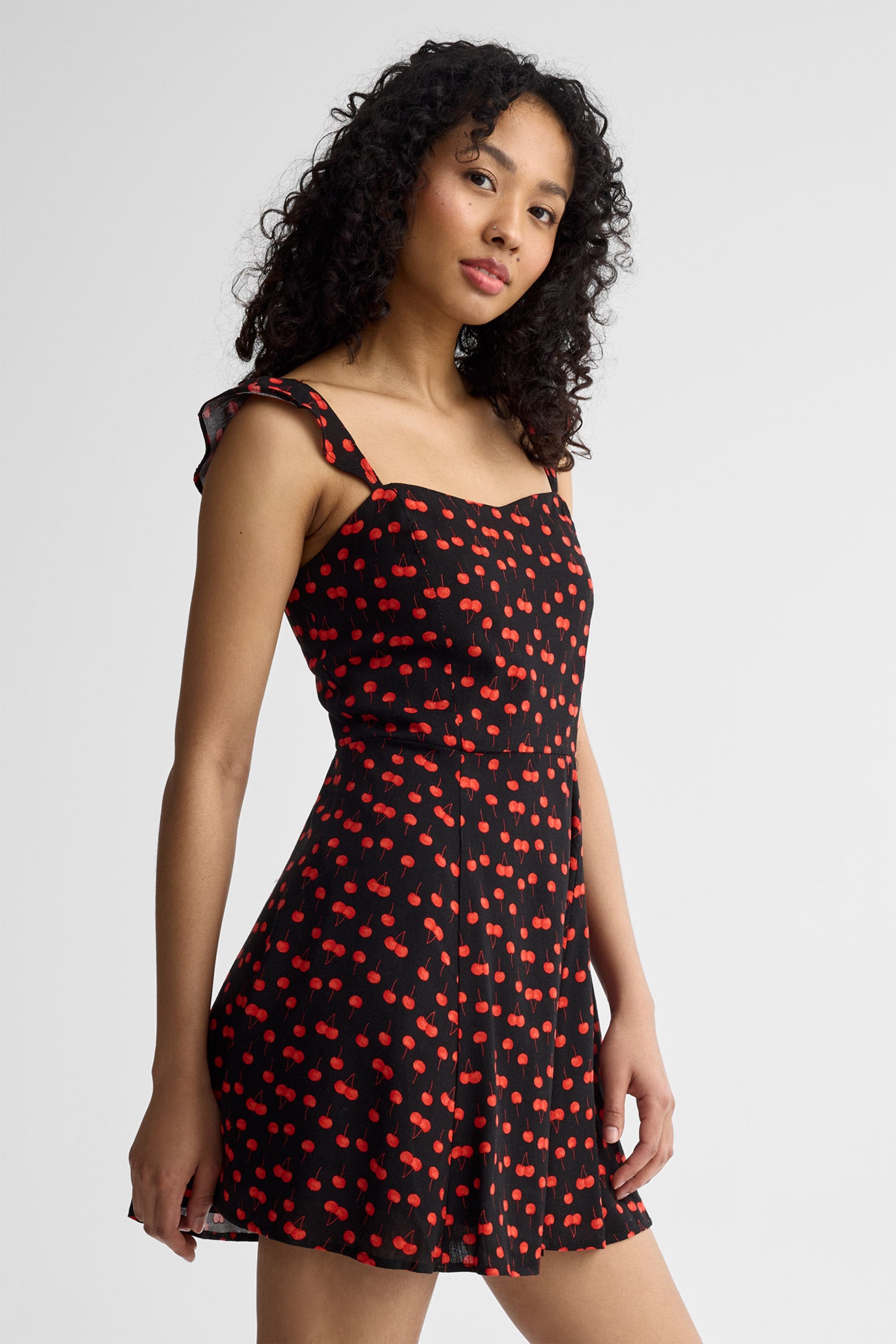 Robe courte col en cœur - Femme && NOIR/MULTI