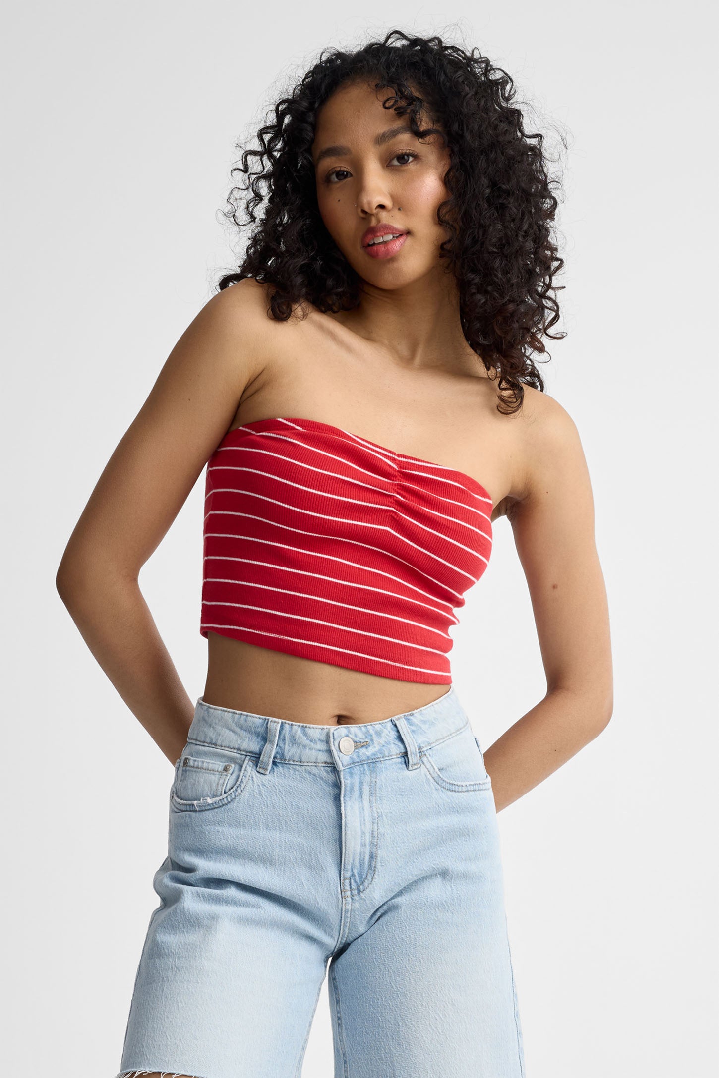 Camisole tube coton - Femme && ROUGE/MULTI