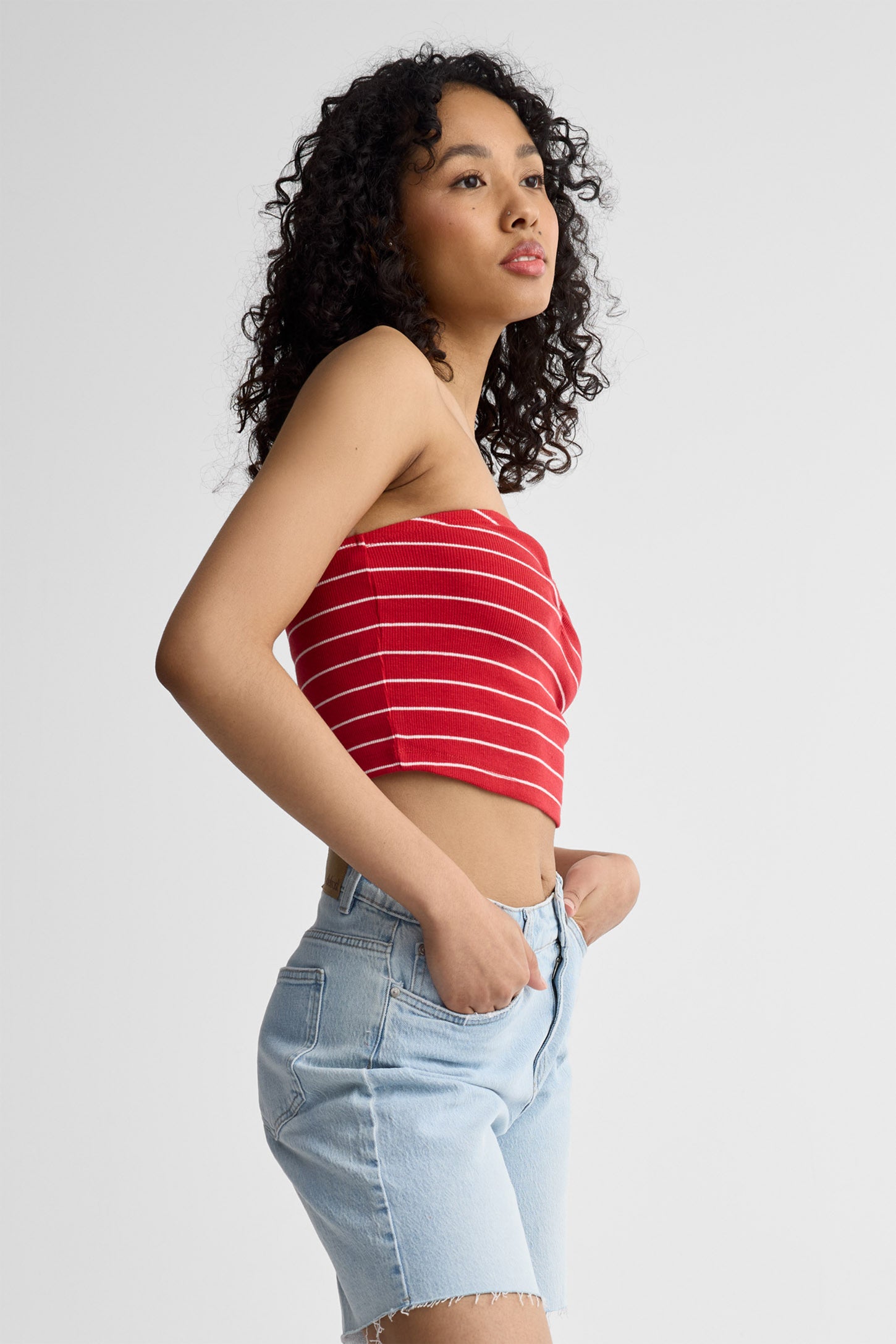 Camisole tube coton - Femme && ROUGE/MULTI
